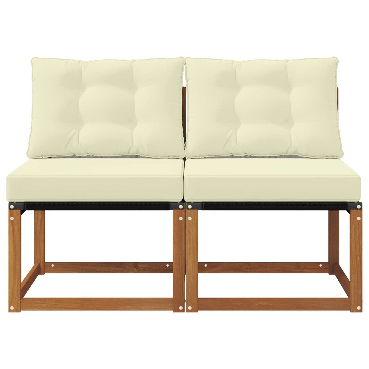 2 Stk. Outdoor Mittelsofa Massivholz Akazie und Textilene Stoff