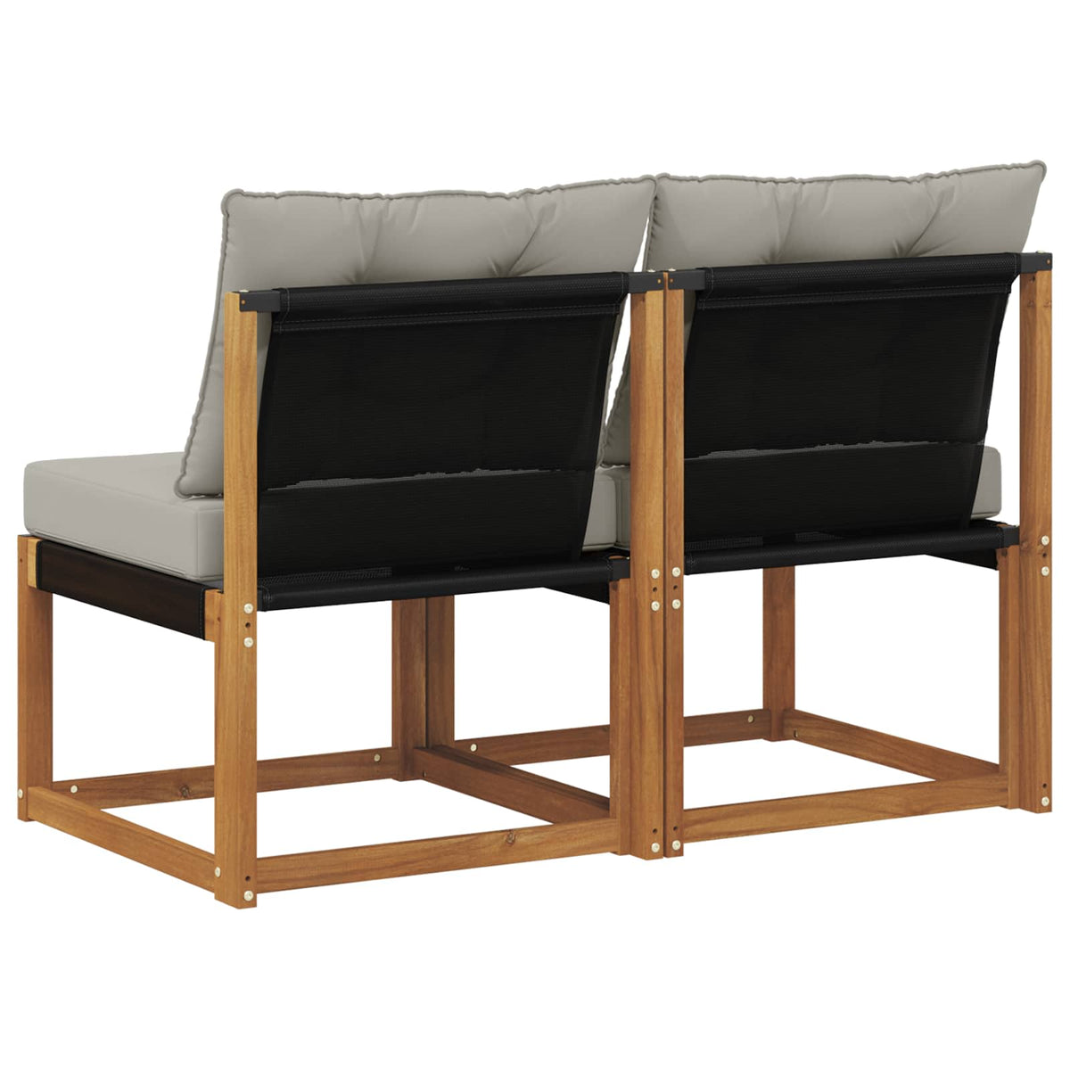 2 Stk. Outdoor Mittelsofa Massivholz Akazie und Textilene Stoff