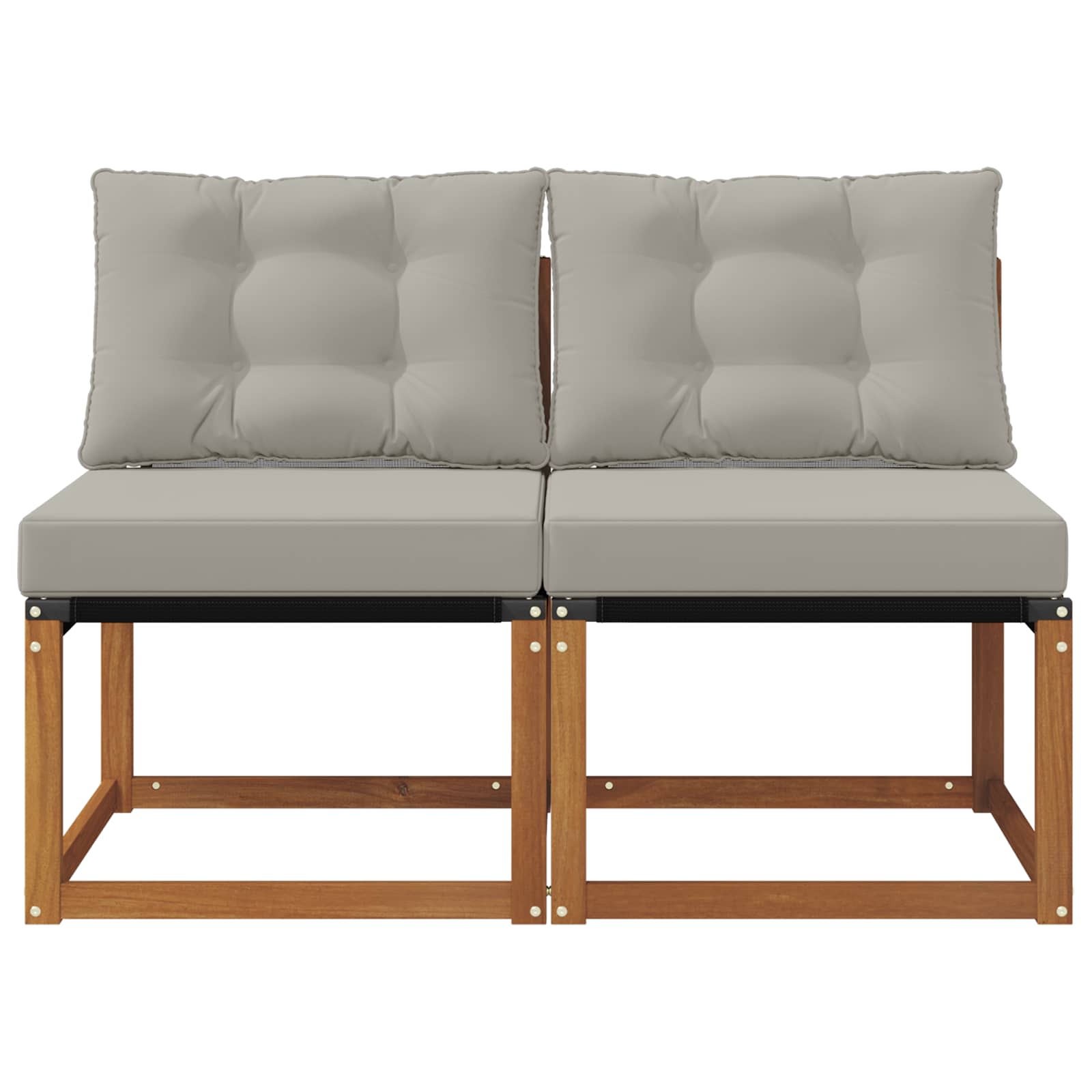 2 Stk. Outdoor Mittelsofa Massivholz Akazie und Textilene Stoff