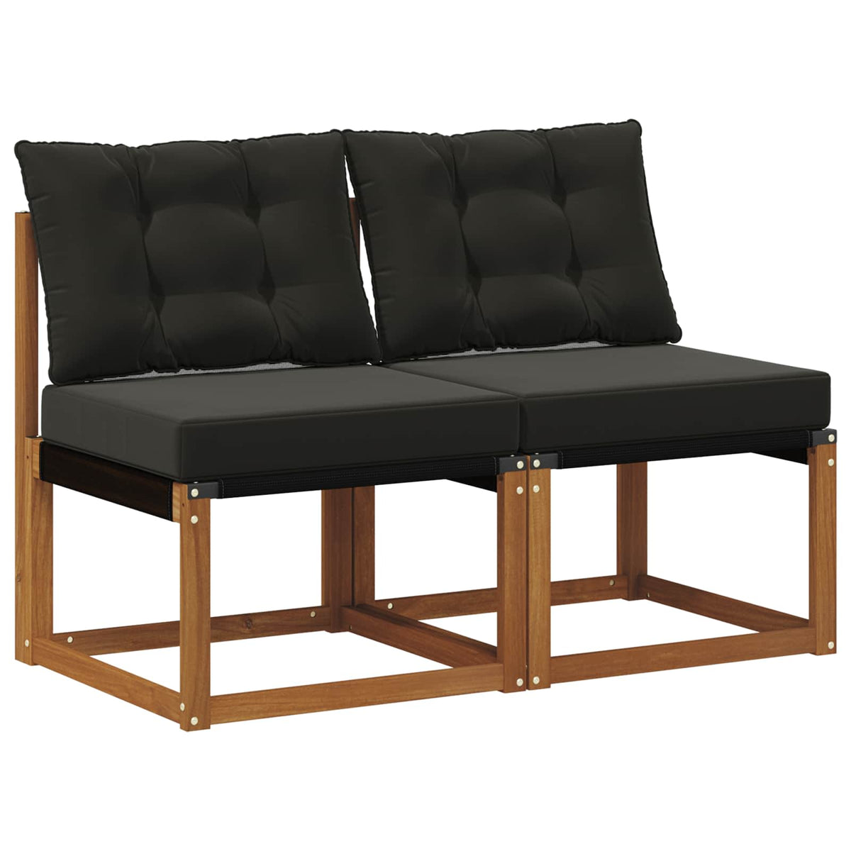 2 Stk. Outdoor Mittelsofa Massivholz Akazie und Textilene Stoff
