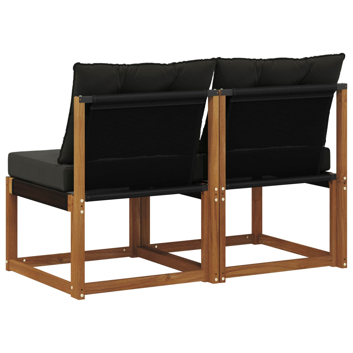 2 Stk. Outdoor Mittelsofa Massivholz Akazie und Textilene Stoff