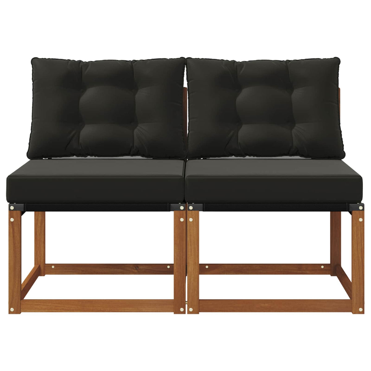 2 Stk. Outdoor Mittelsofa Massivholz Akazie und Textilene Stoff