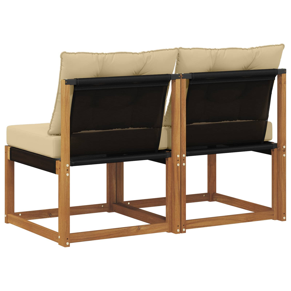 2 Stk. Outdoor Mittelsofa Massivholz Akazie und Textilene Stoff