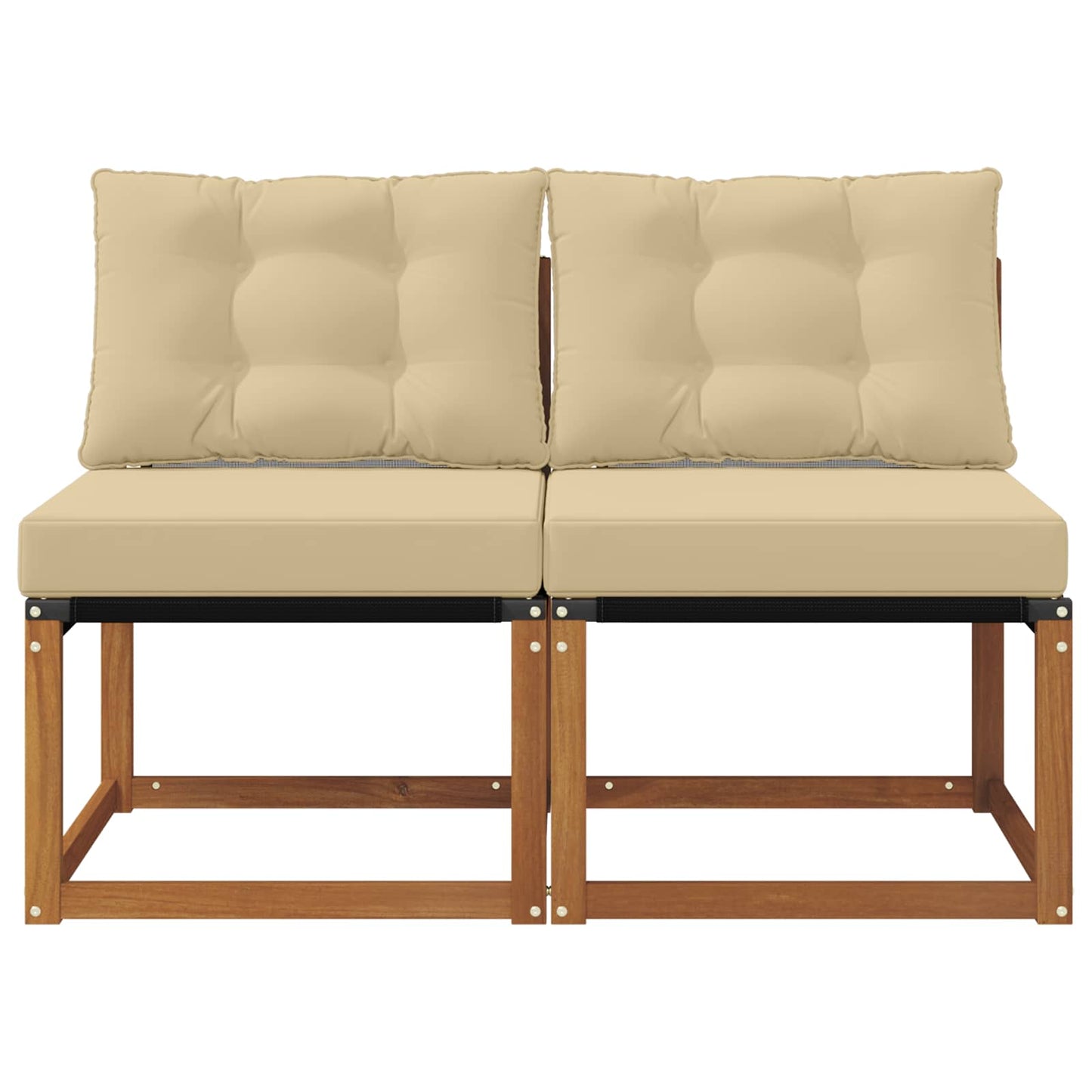 2 Stk. Outdoor Mittelsofa Massivholz Akazie und Textilene Stoff