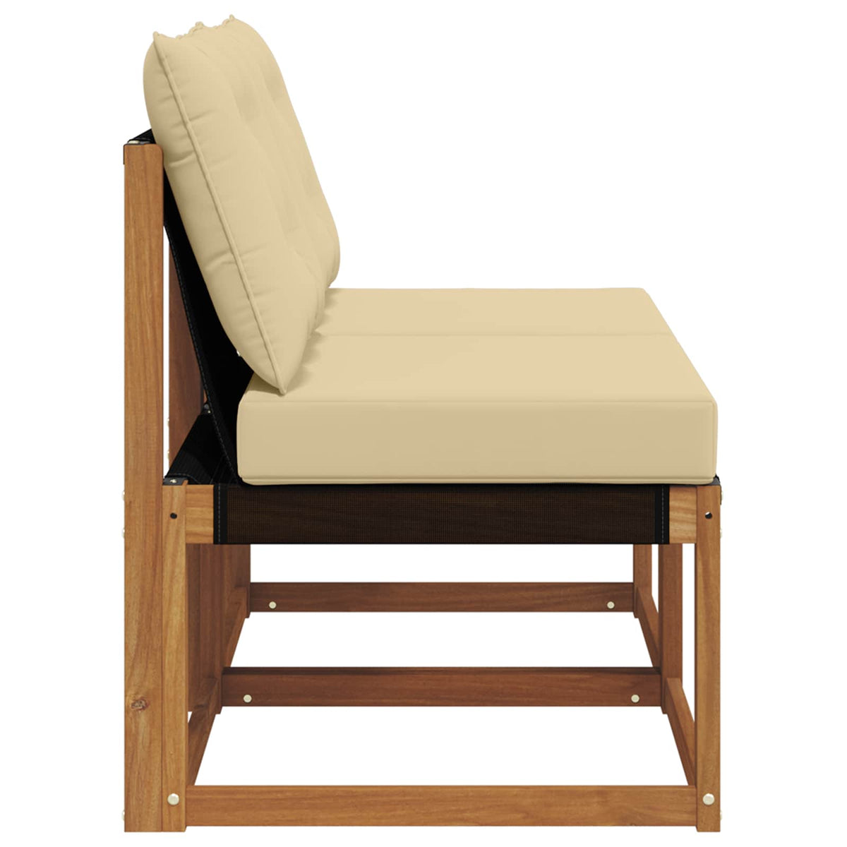 2 Stk. Outdoor Mittelsofa Massivholz Akazie und Textilene Stoff