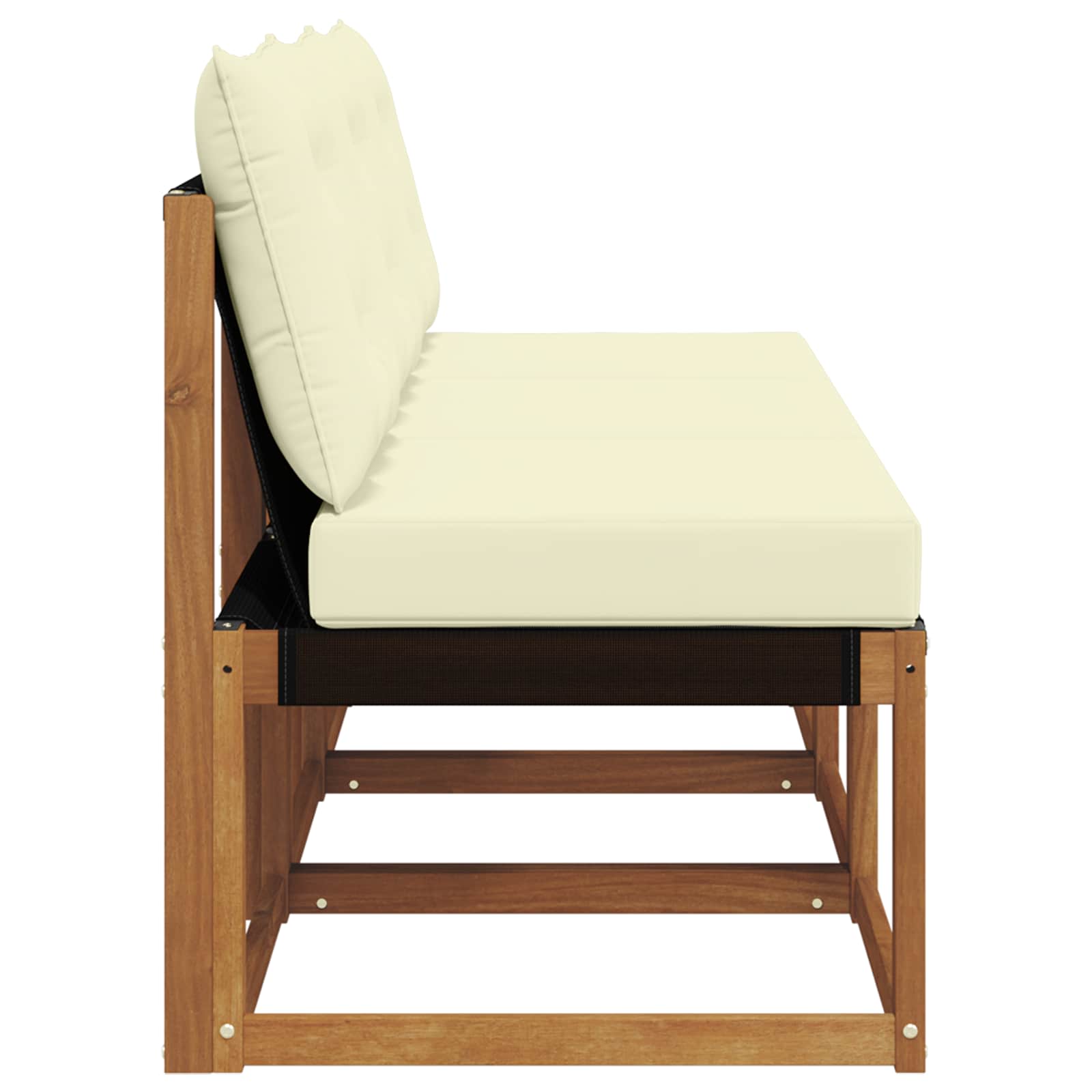 3 Stk. Outdoor Mittelsofa Massivholz Akazie und Textilene Stoff