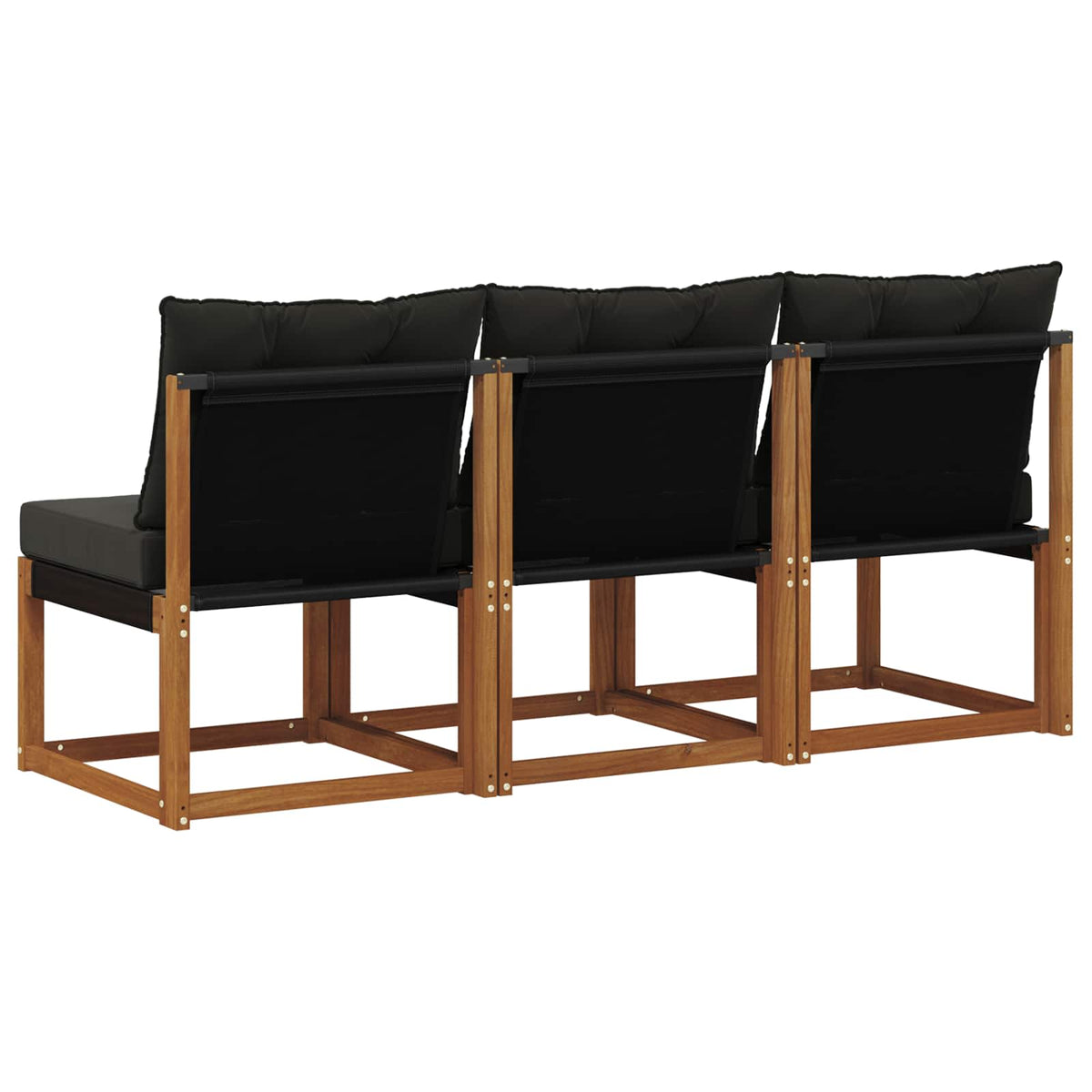 3 Stk. Outdoor Mittelsofa Massivholz Akazie und Textilene Stoff