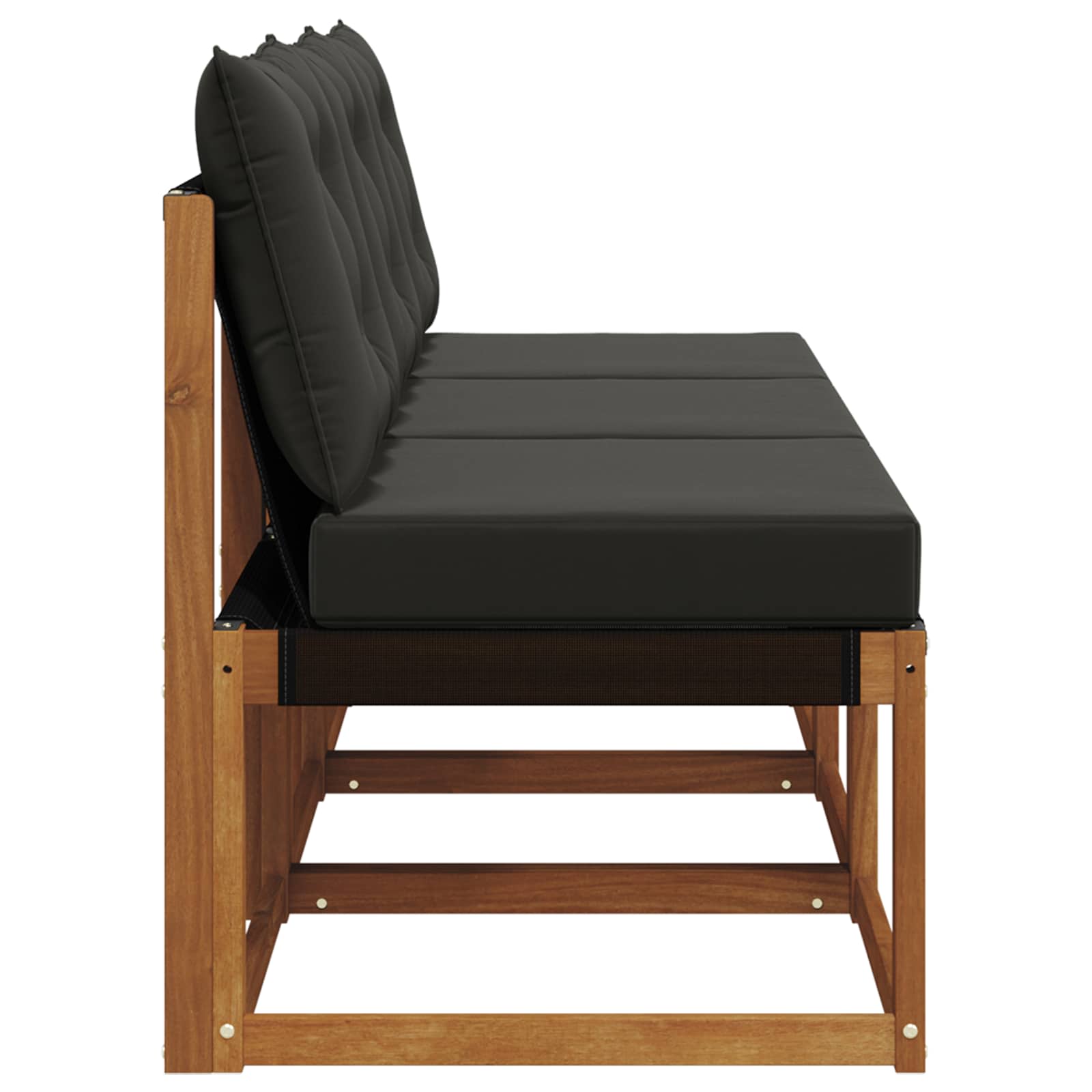 3 Stk. Outdoor Mittelsofa Massivholz Akazie und Textilene Stoff