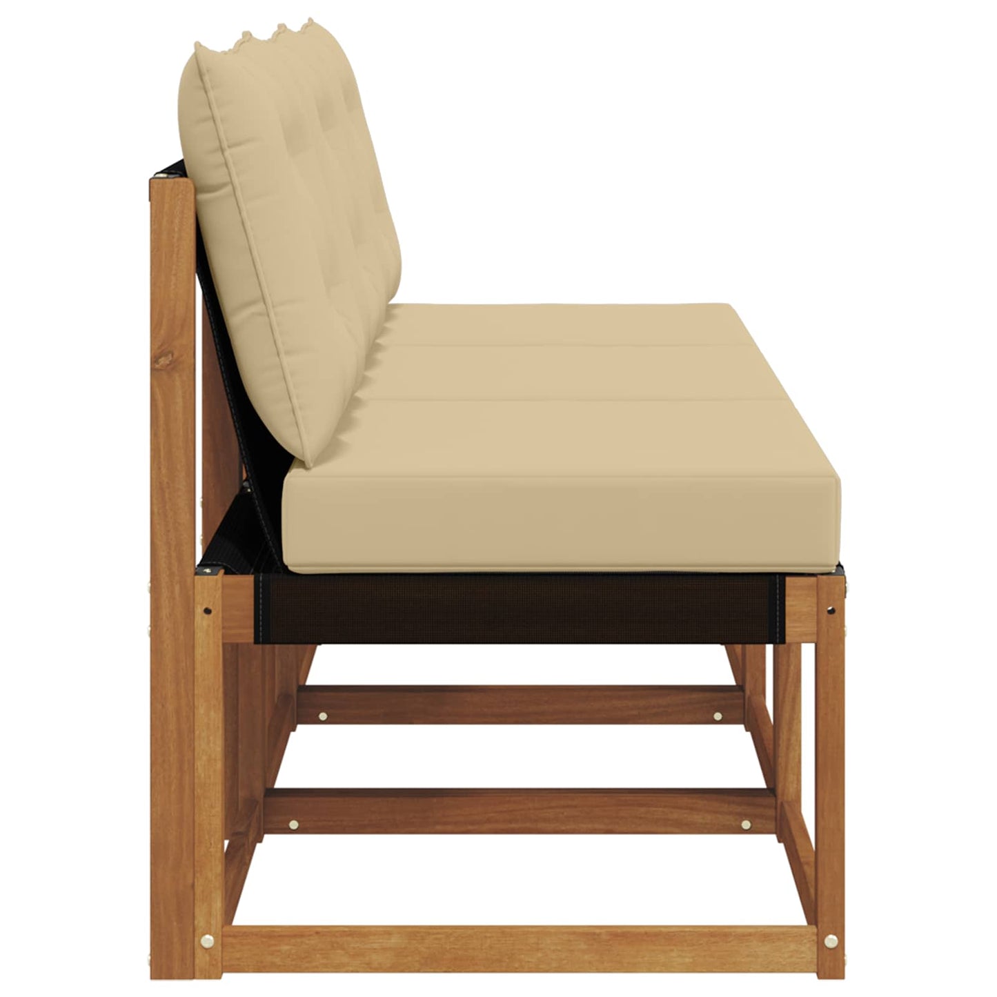 3 Stk. Outdoor Mittelsofa Massivholz Akazie und Textilene Stoff