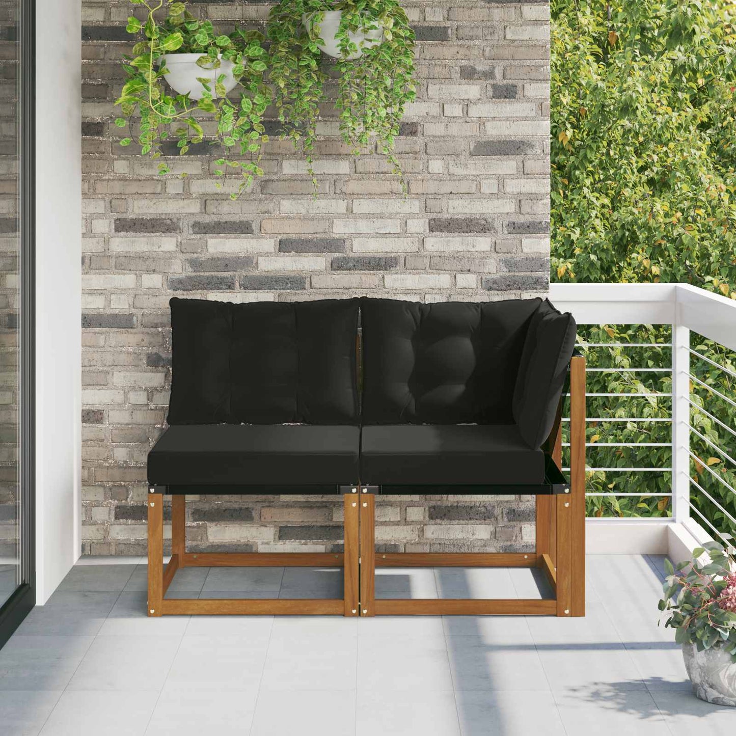 2 Stk. Outdoor Mittel- und Ecksofa Natur