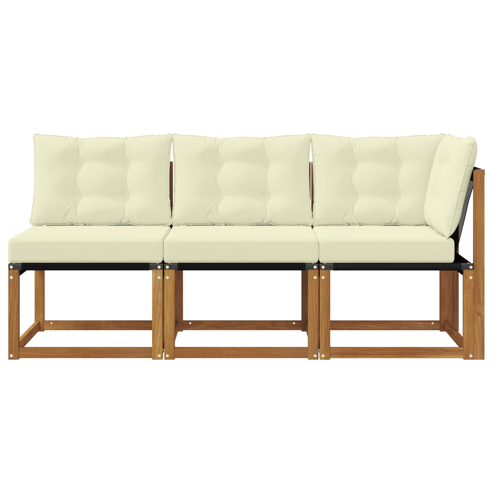 3 Stk. Outdoor Mittel- und Ecksofa Natur
