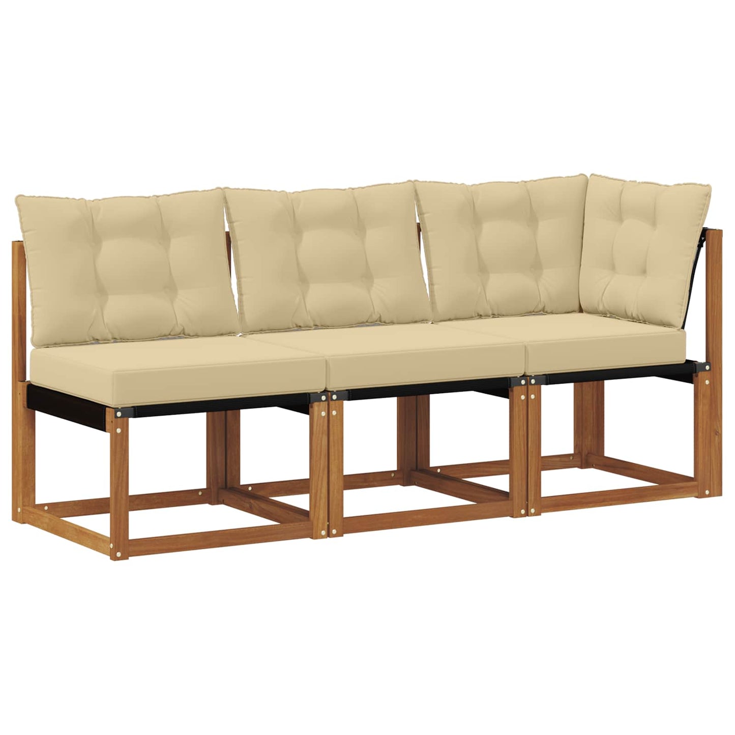 3 Stk. Outdoor Mittel- und Ecksofa Natur