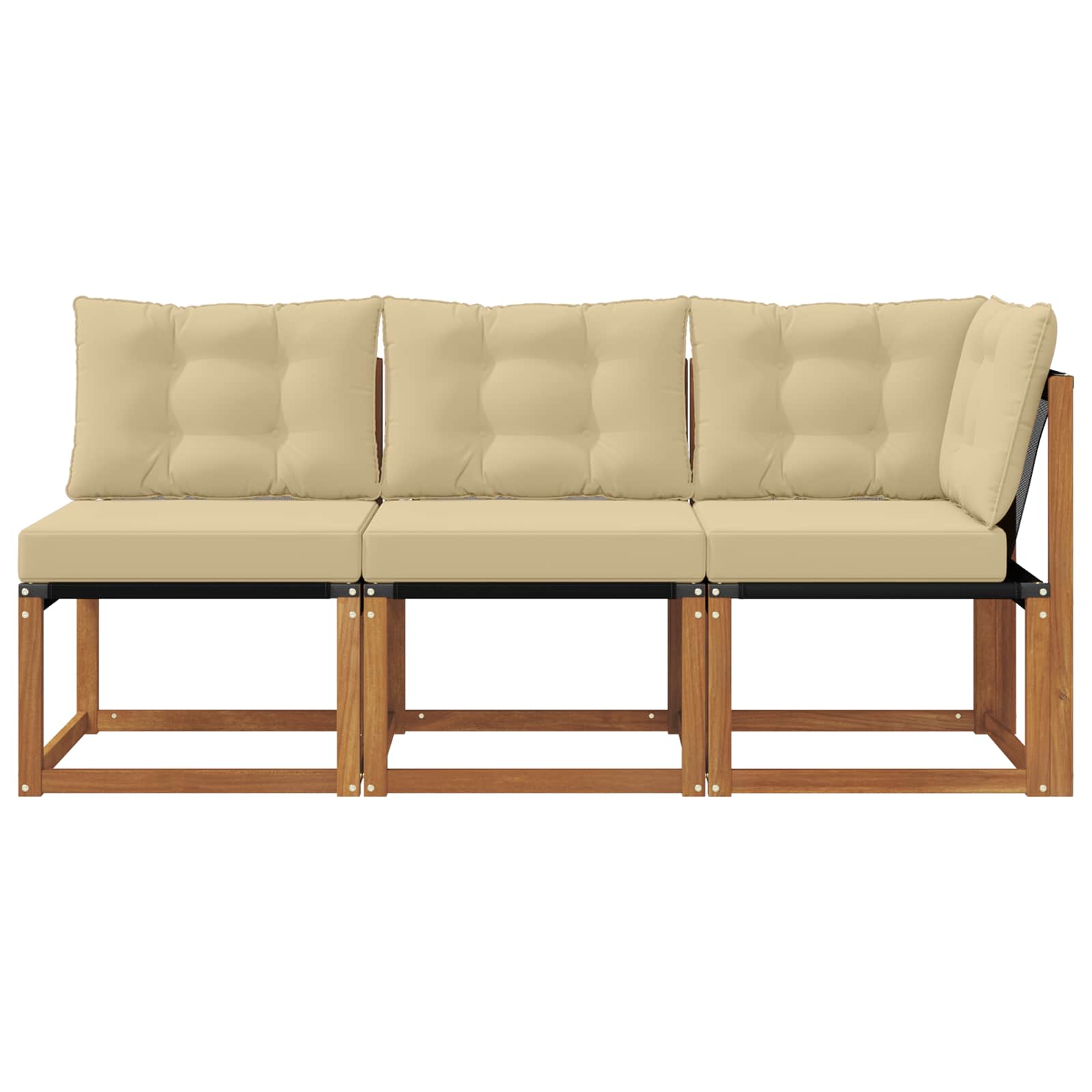 3 Stk. Outdoor Mittel- und Ecksofa Natur