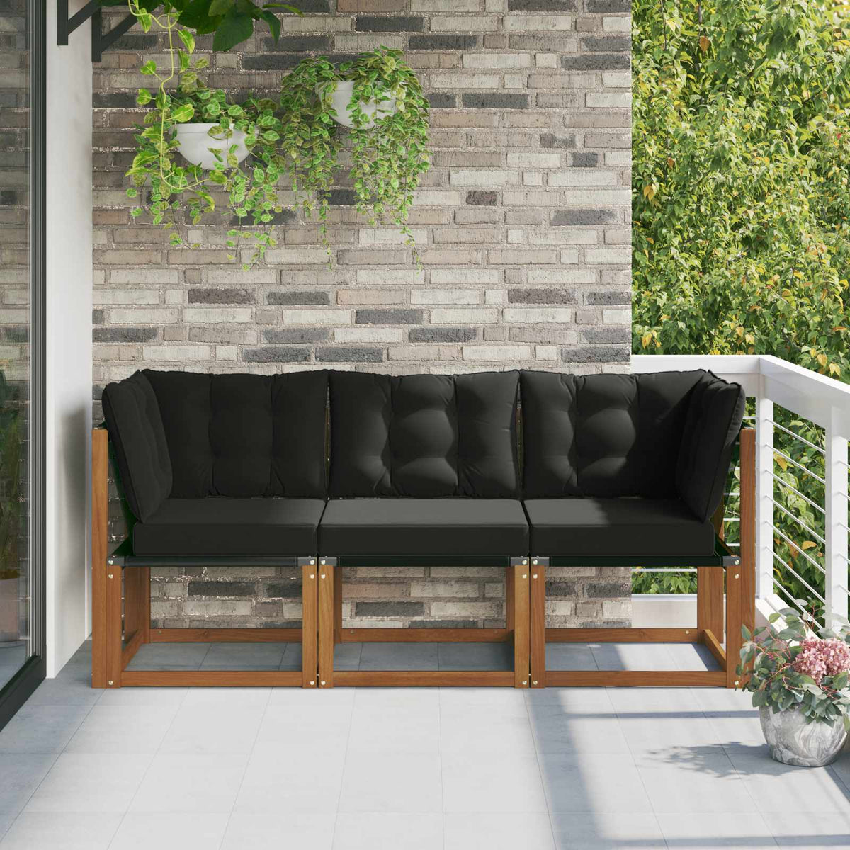 3 Stk. Outdoor Mittel- und Ecksofa Natur