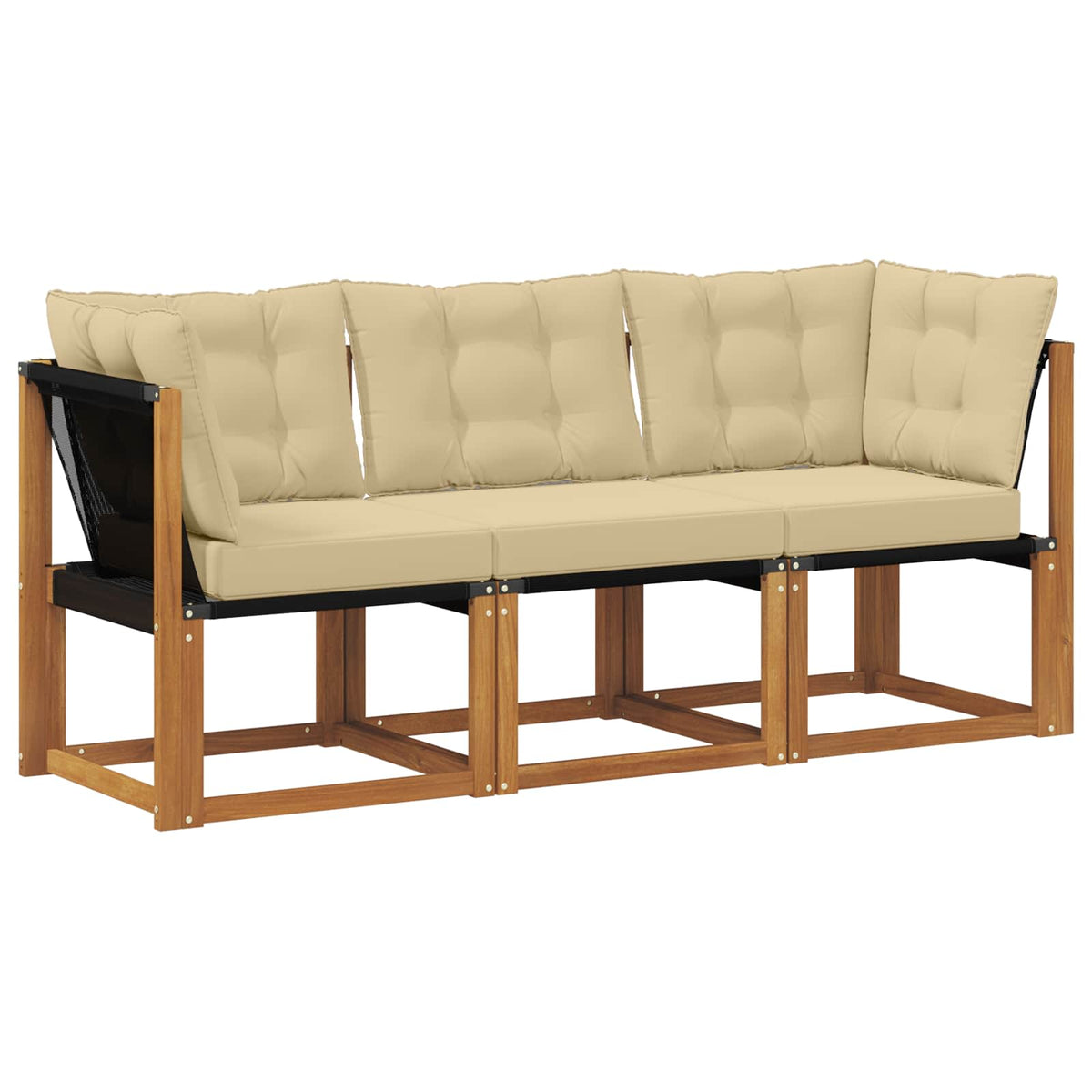 3 Stk. Outdoor Mittel- und Ecksofa Natur