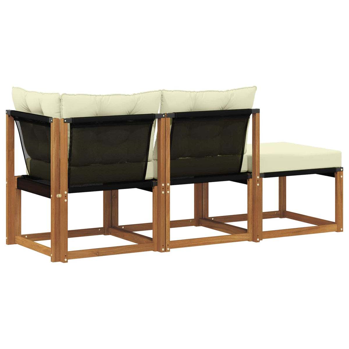 3 Stk. Ecksofa-Einheiten für draußen Natur und Creme