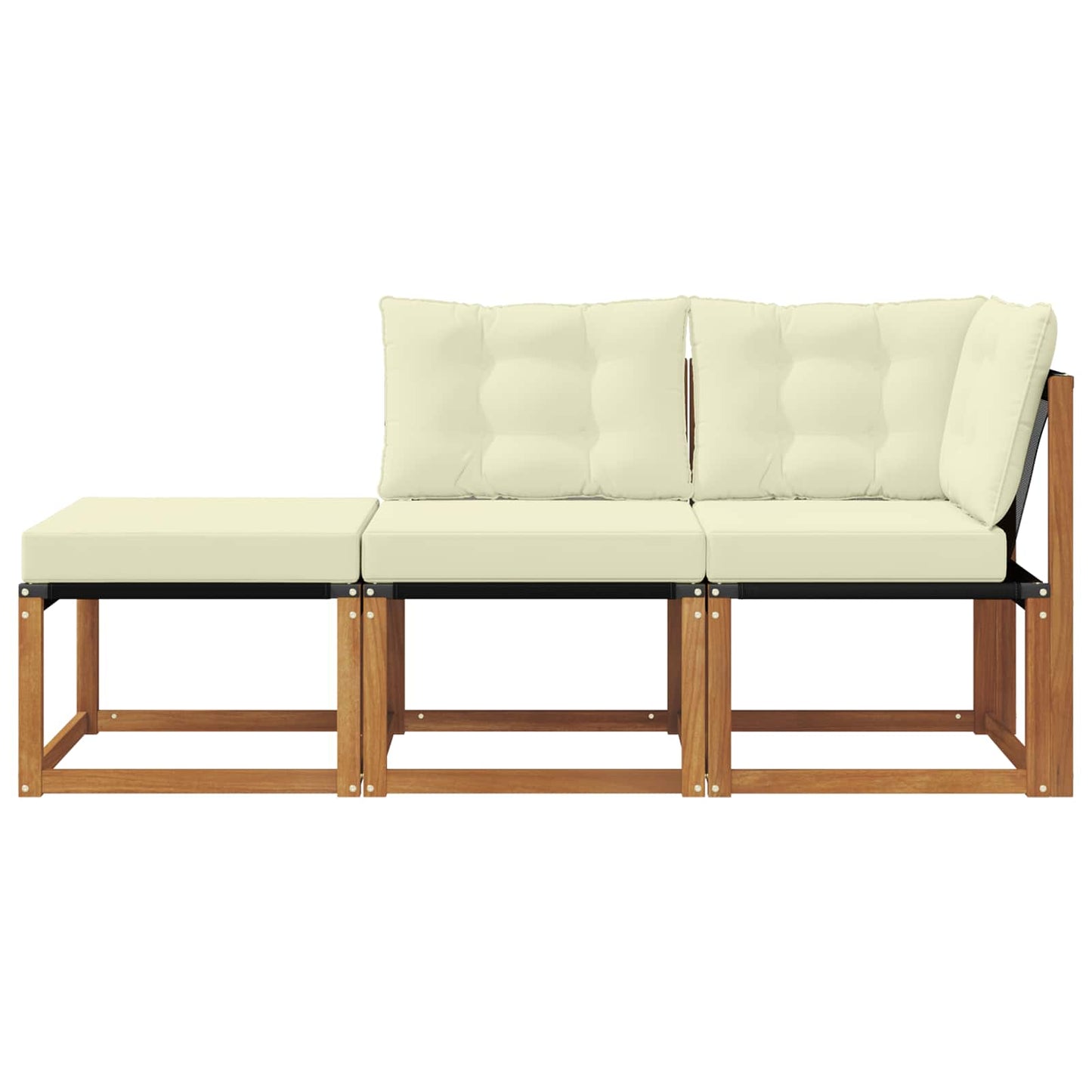 3 Stk. Ecksofa-Einheiten für draußen Natur und Creme