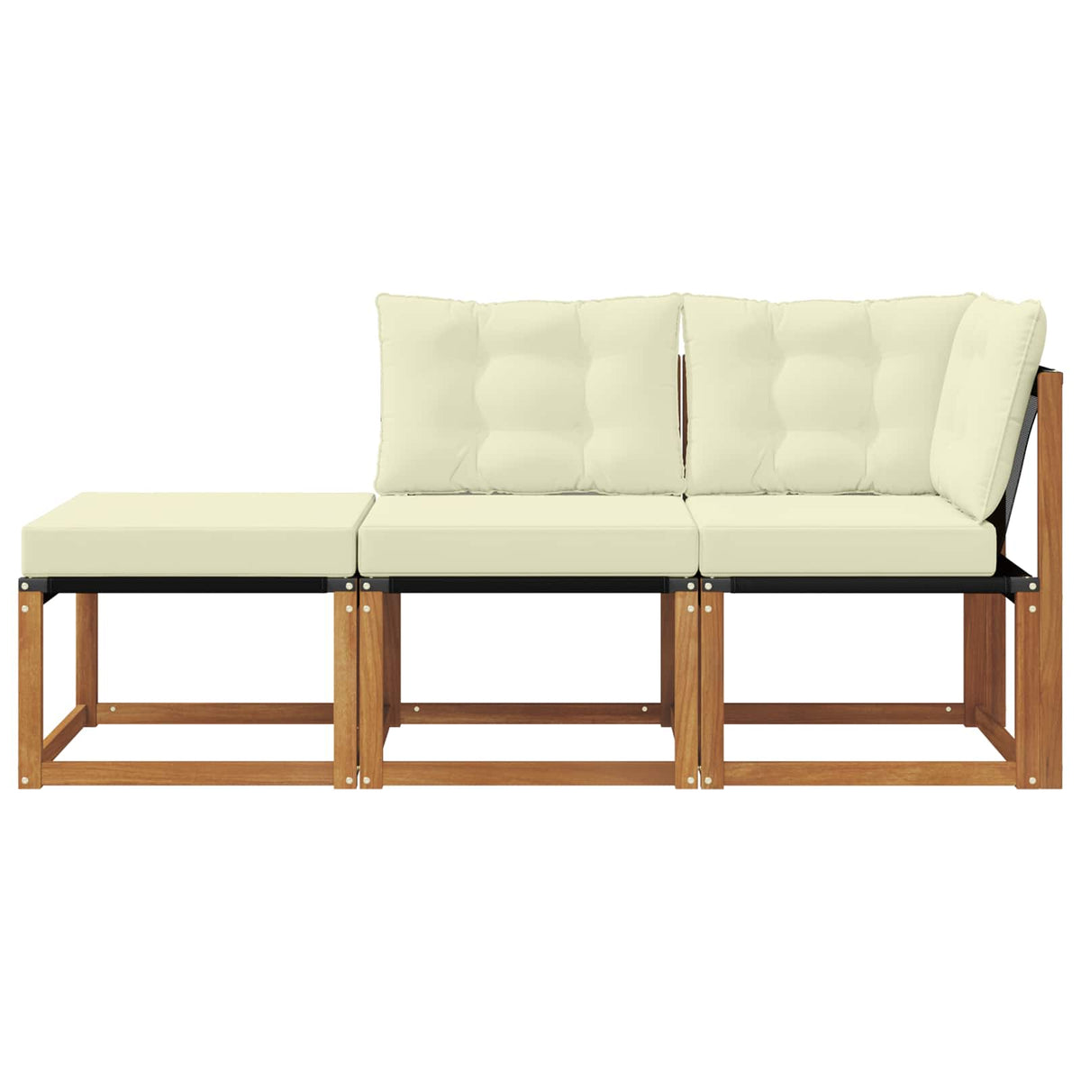 3 Stk. Ecksofa-Einheiten für draußen Natur und Creme