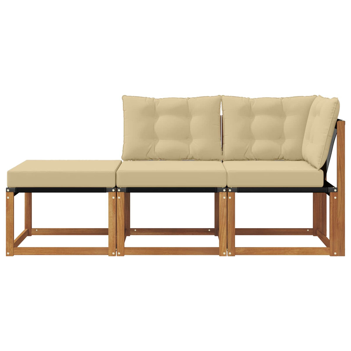 3 Stk. Ecksofa-Einheiten für draußen Natur und Beige