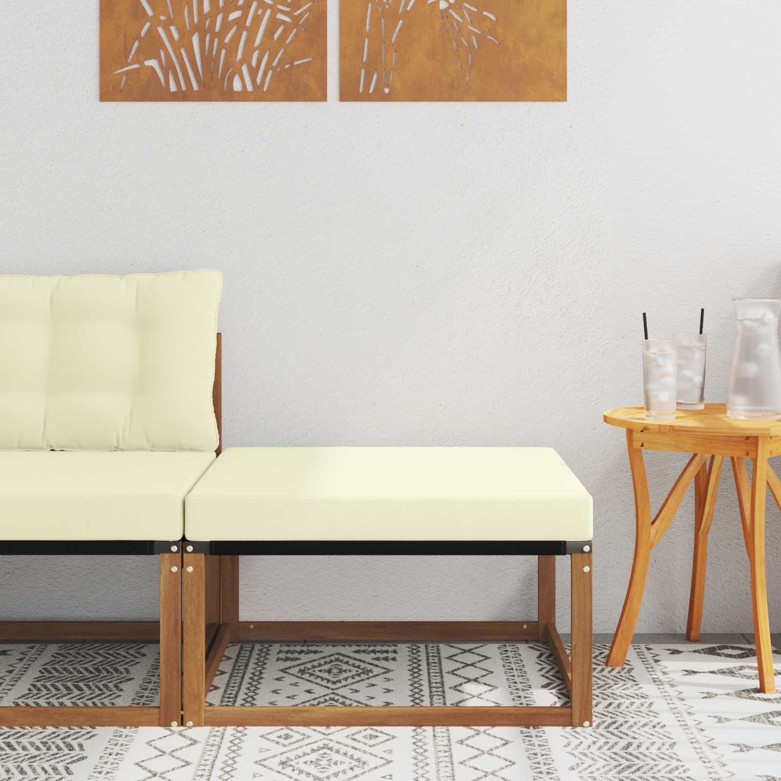 Outdoor-Fußhocker Massivholz Akazie Natur