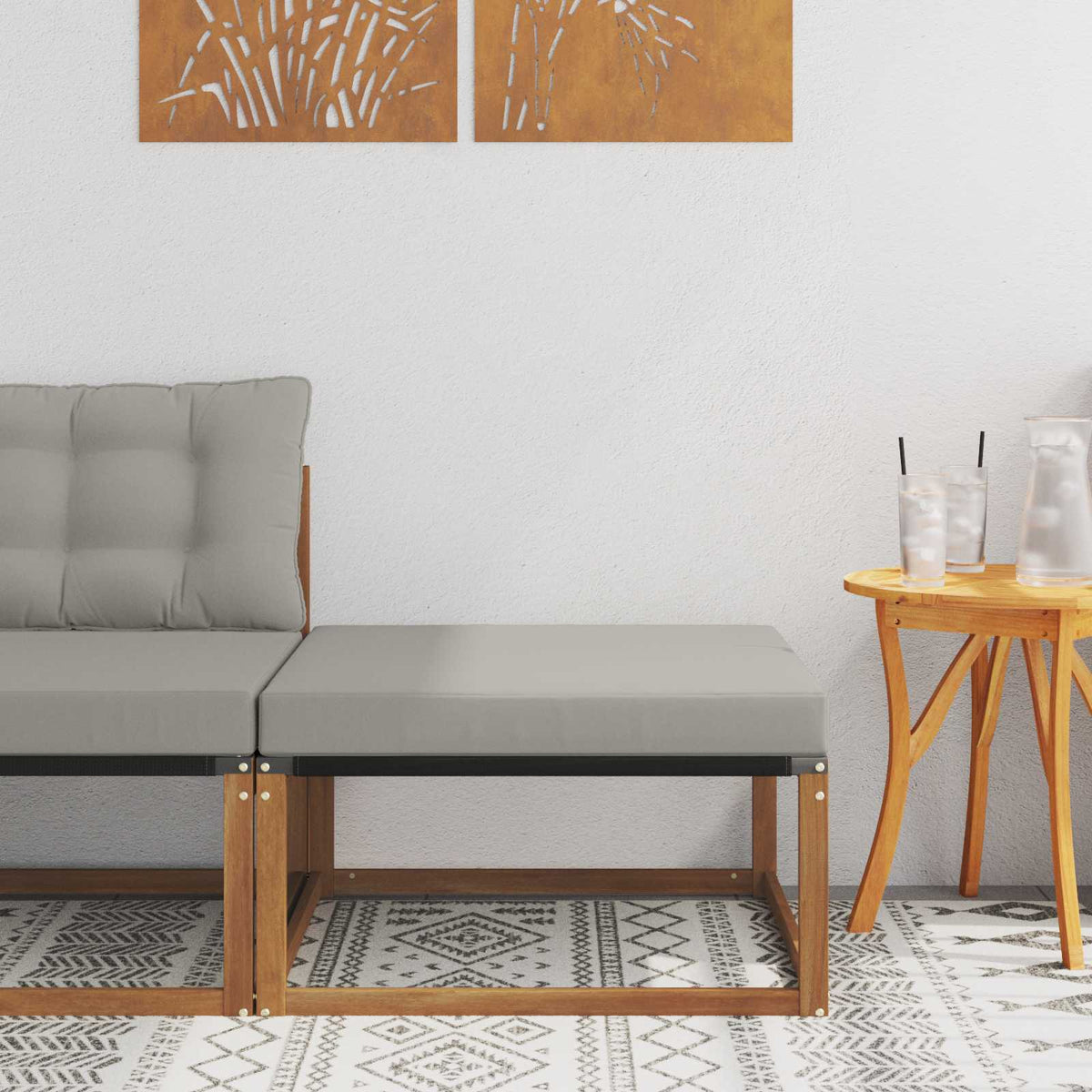 Outdoor-Fußhocker Massivholz Akazie Natur