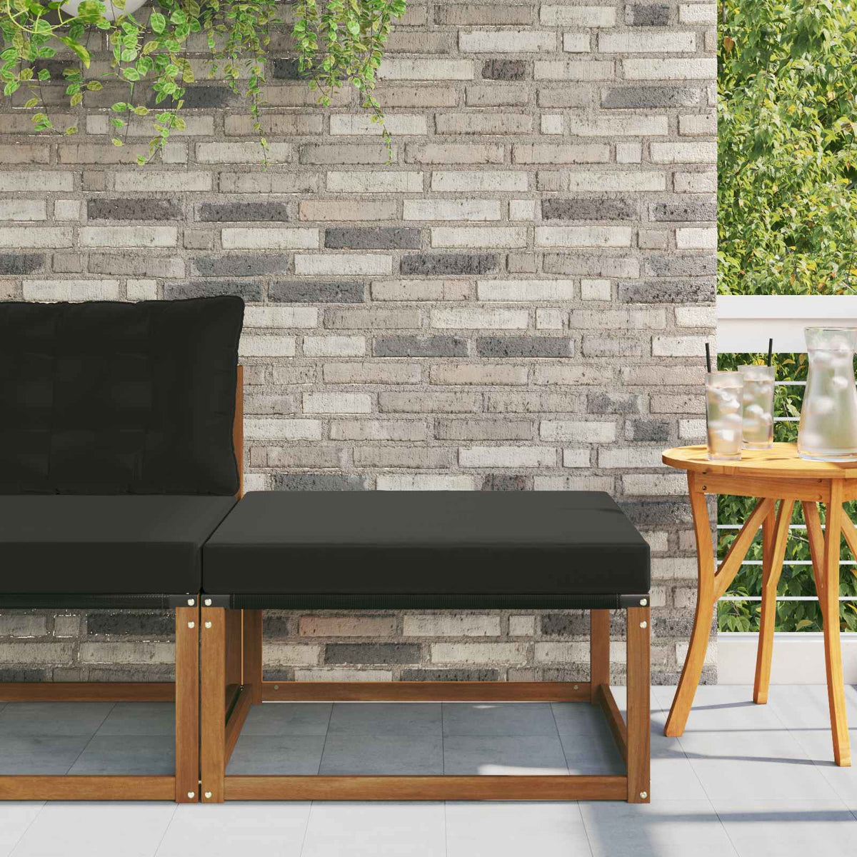 Outdoor-Fußhocker Massivholz Akazie Natur