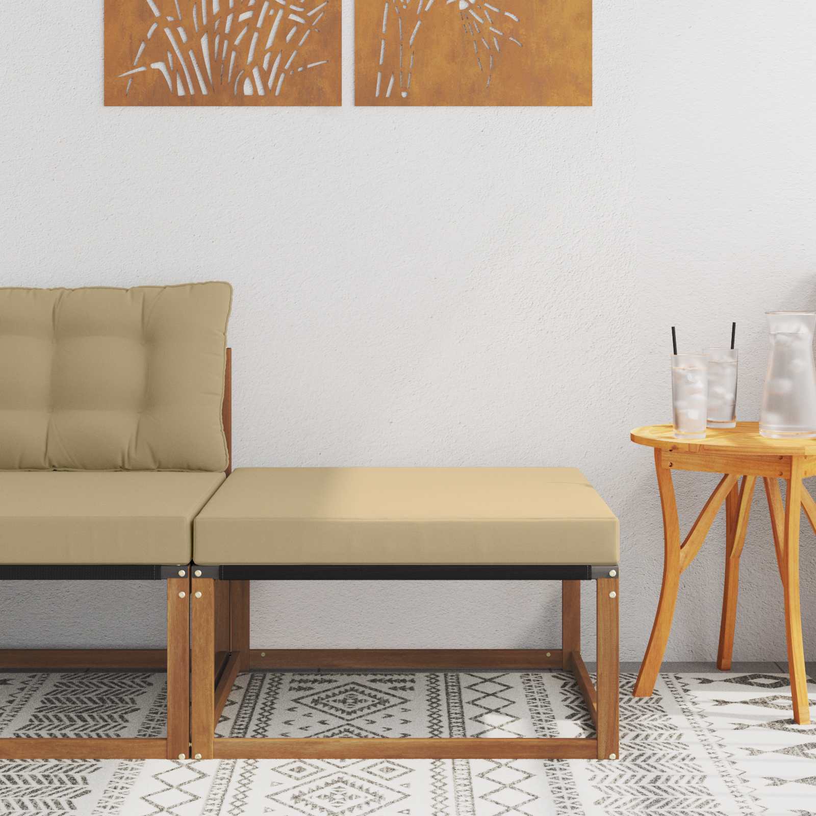 Outdoor Hocker Massivholz Akazie Natur