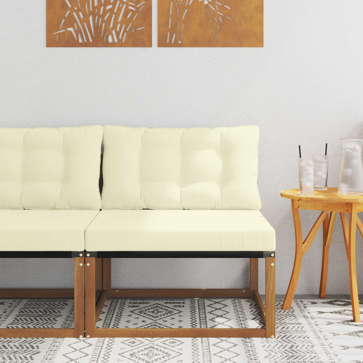 Outdoor Mittelsofa Massivholz Akazie Natur