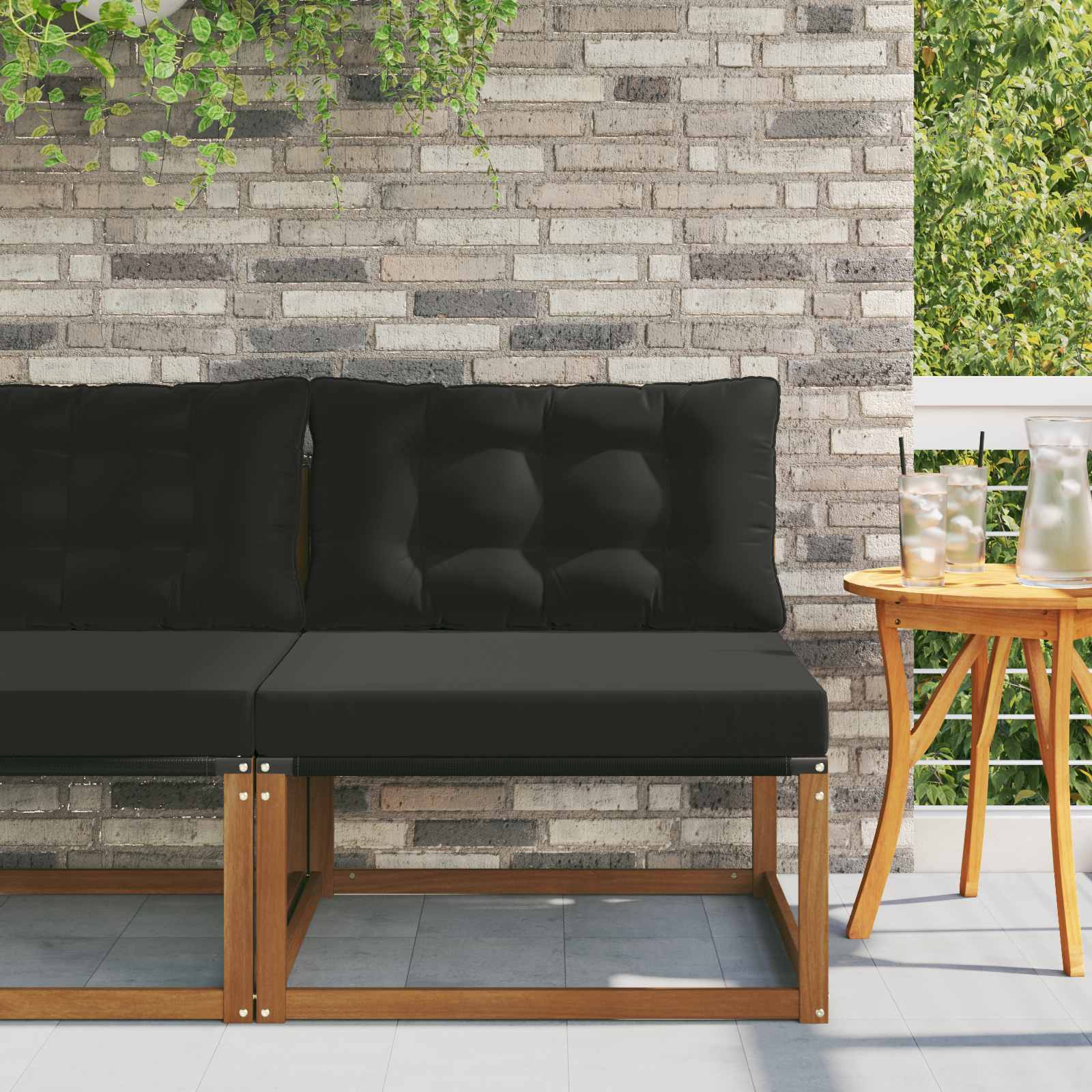 Outdoor Mittelsofa Massivholz Akazie Natur