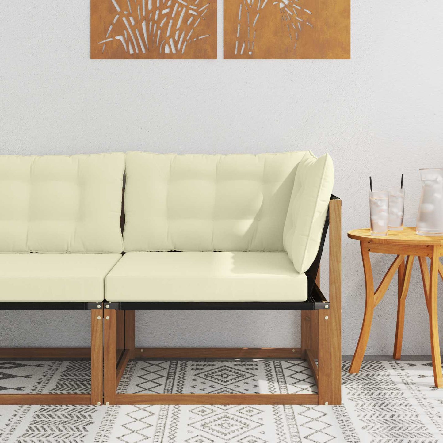 Outdoor Ecksofa Massivholz Akazie Natur