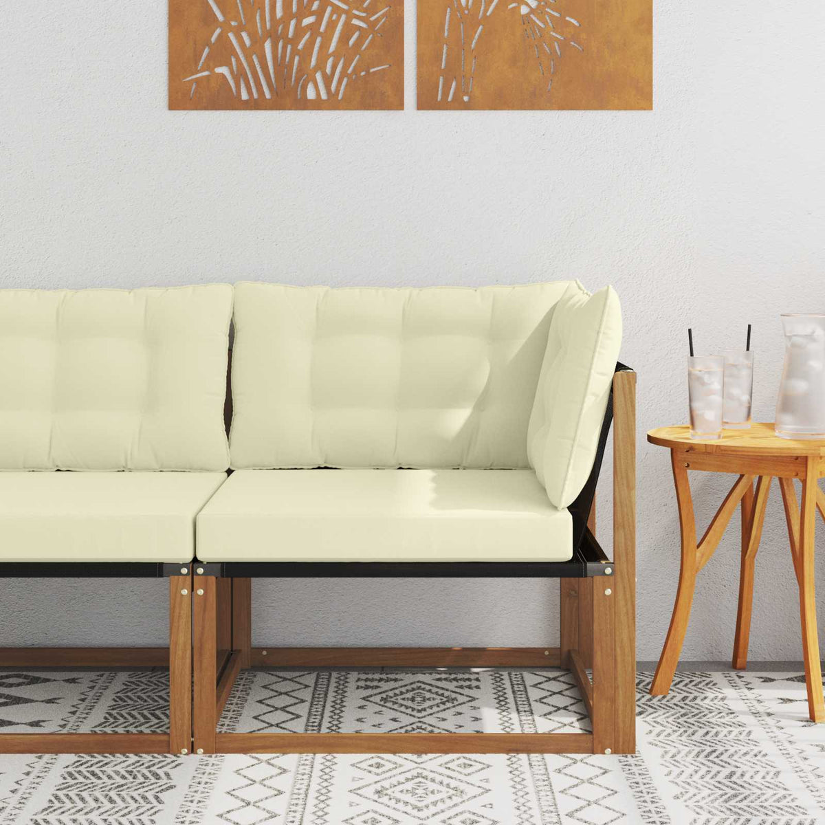 Outdoor Ecksofa Massivholz Akazie Natur