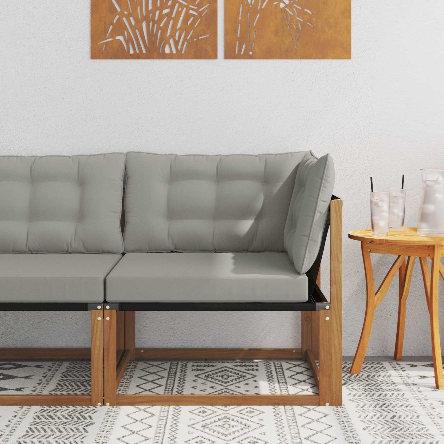 Outdoor Ecksofa Massivholz Akazie Natur
