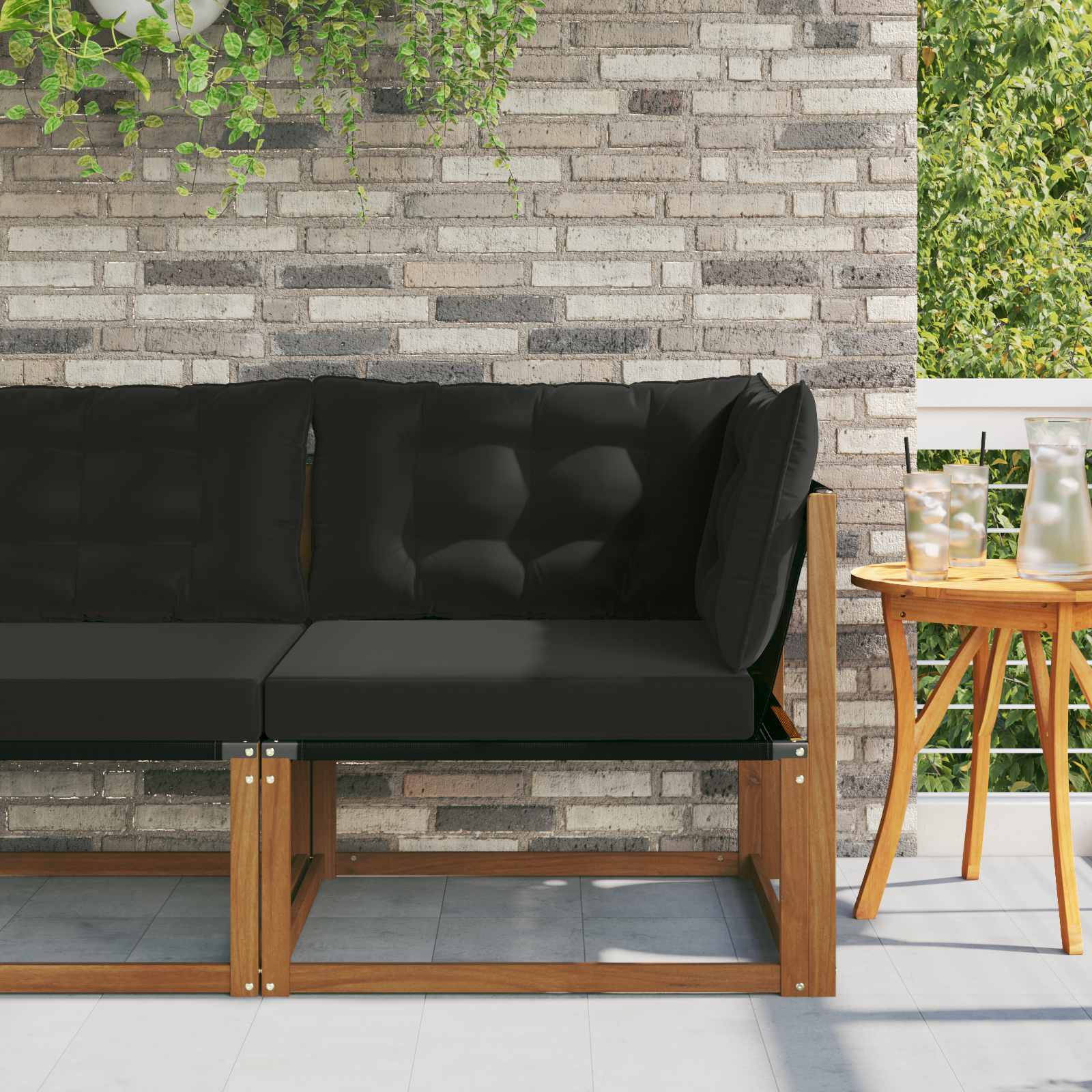 Outdoor Ecksofa Massivholz Akazie Natur