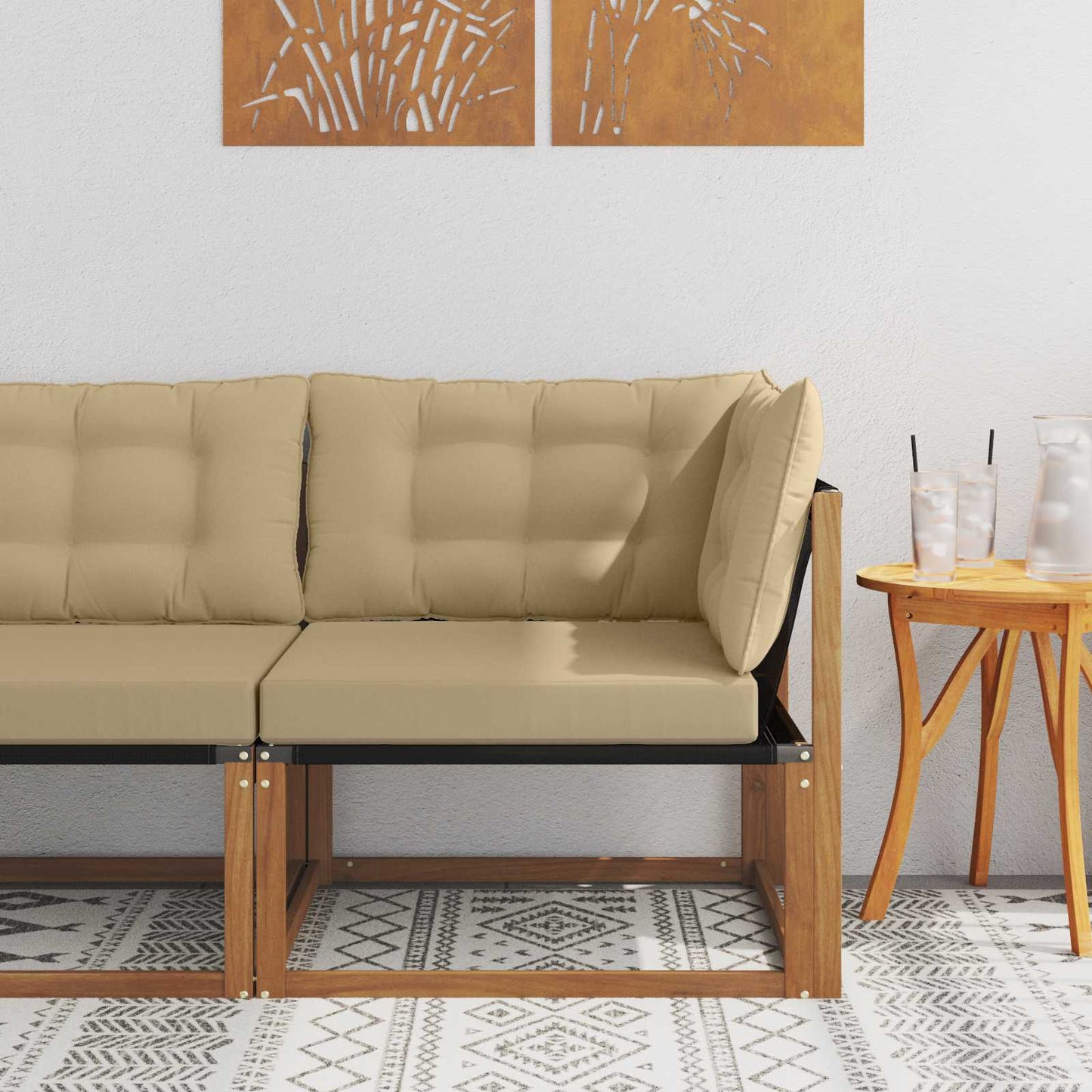 Outdoor Ecksofa Massivholz Akazie Natur