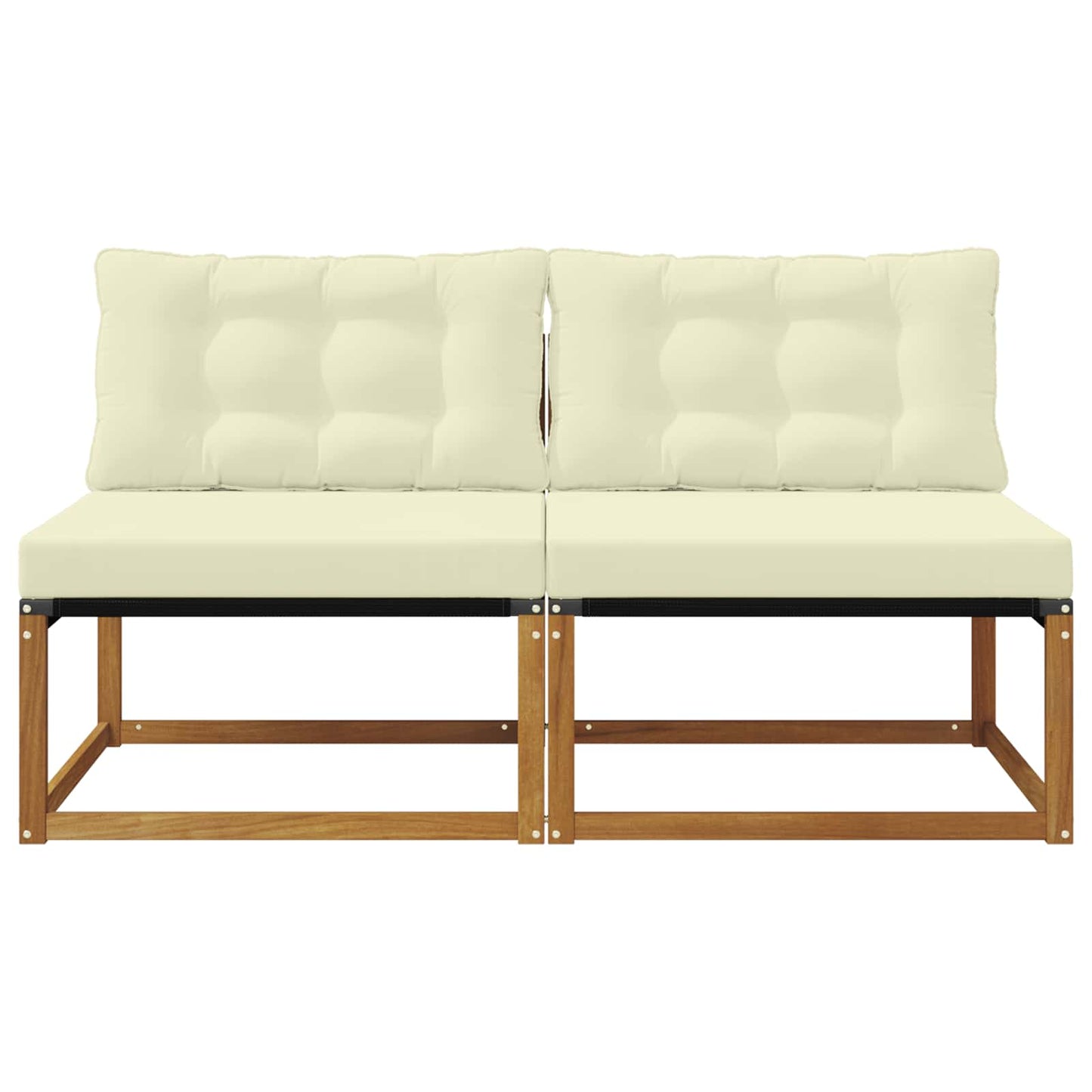 2 Stk. Outdoor Mittelsofa Massivholz Akazie Natur