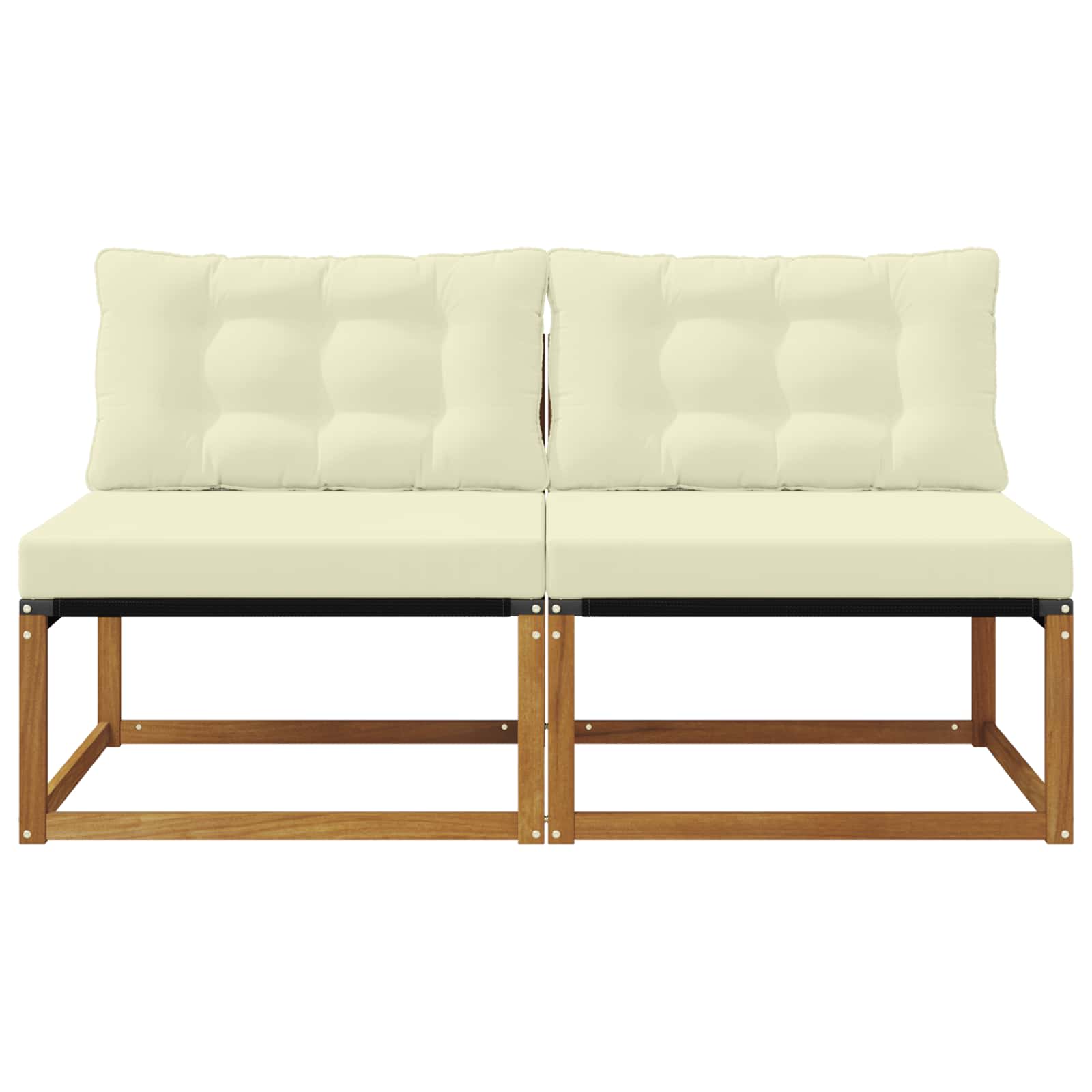 2 Stk. Outdoor Mittelsofa Massivholz Akazie Natur