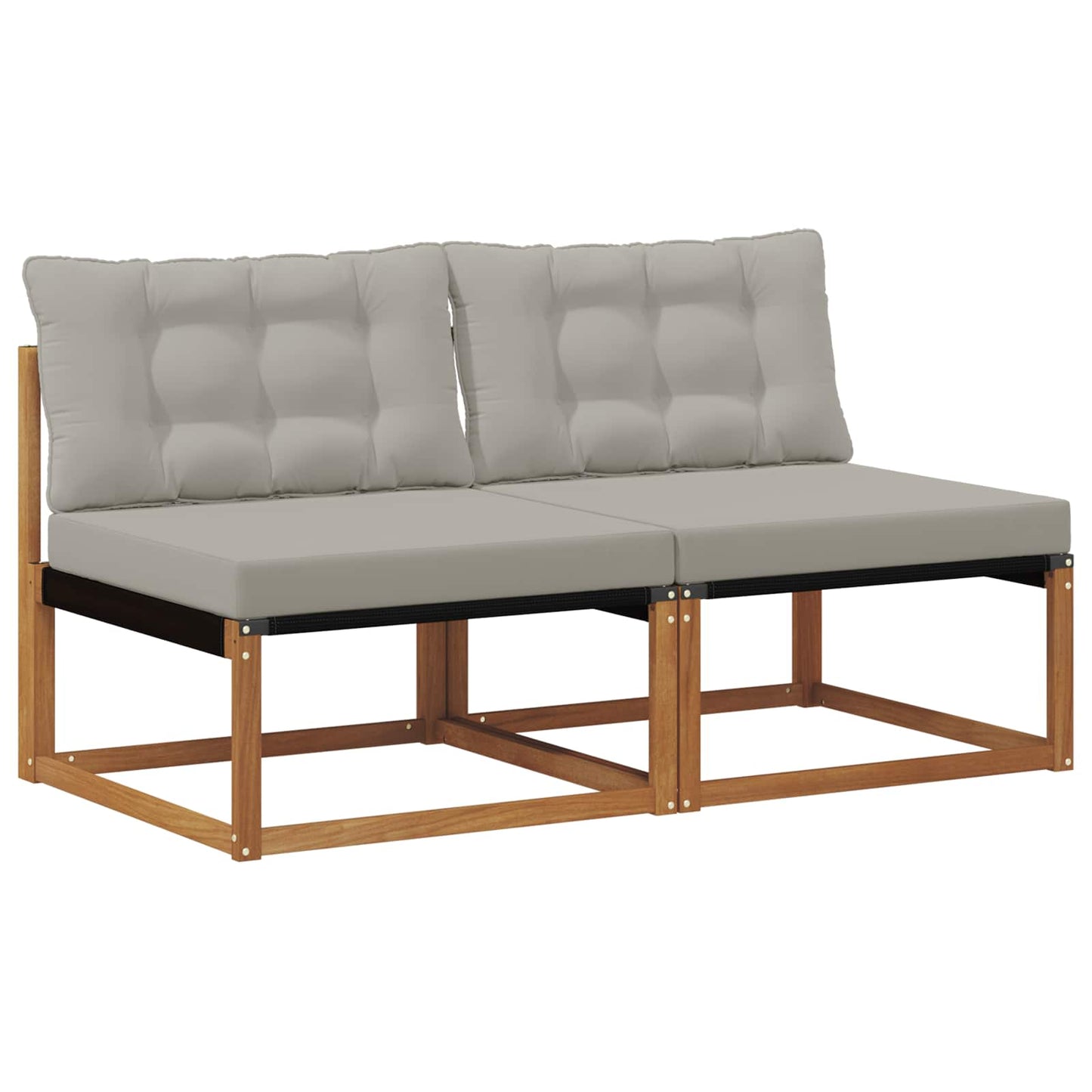 2 Stk. Outdoor Mittelsofa Massivholz Akazie Natur
