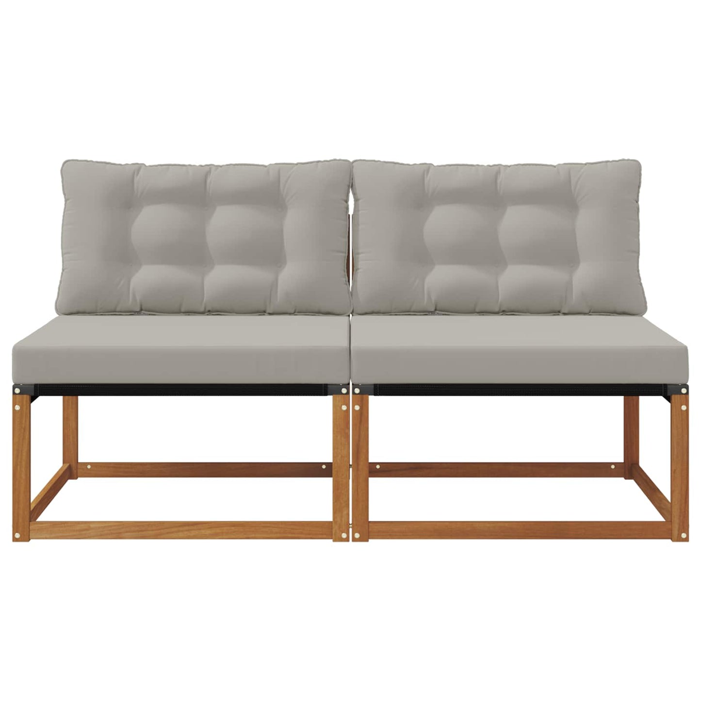 2 Stk. Outdoor Mittelsofa Massivholz Akazie Natur