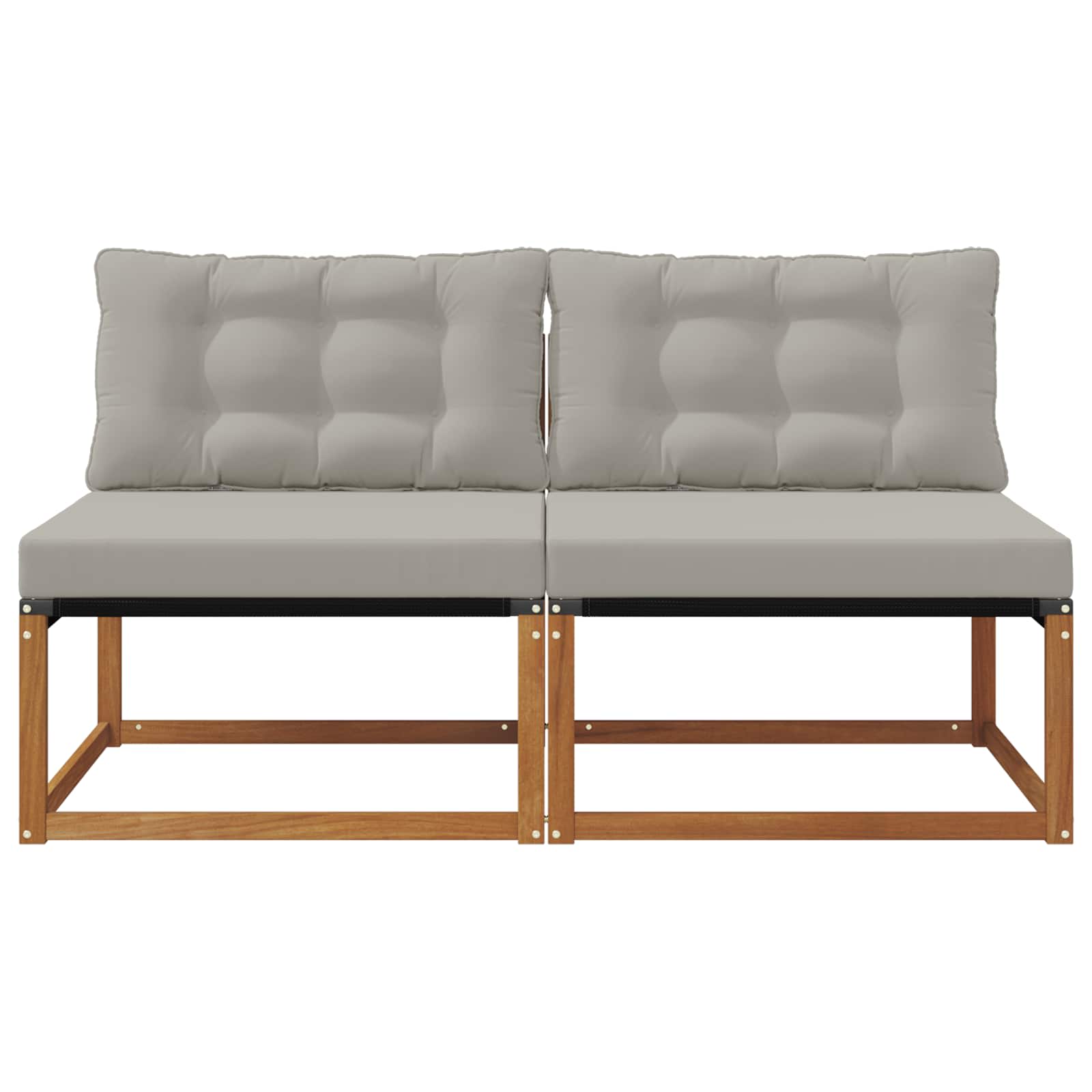 2 Stk. Outdoor Mittelsofa Massivholz Akazie Natur