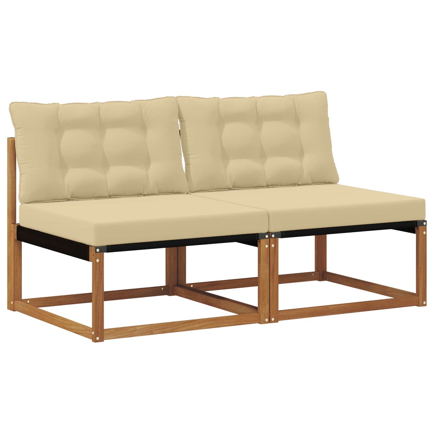 2 Stk. Outdoor Mittelsofa Massivholz Akazie Natur
