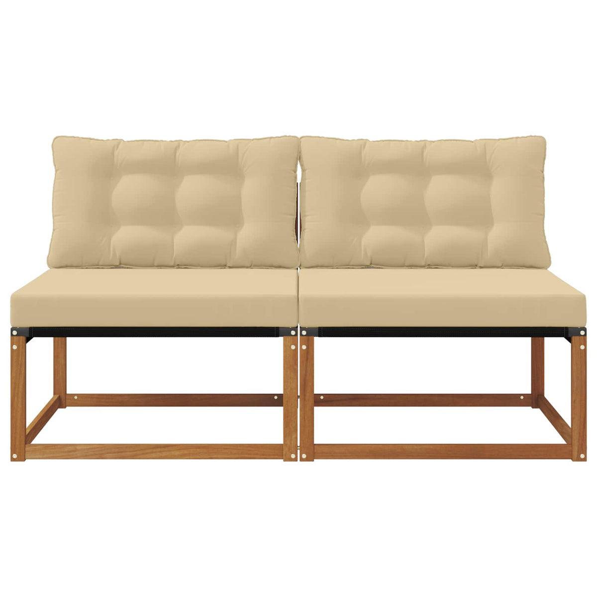 2 Stk. Outdoor Mittelsofa Massivholz Akazie Natur