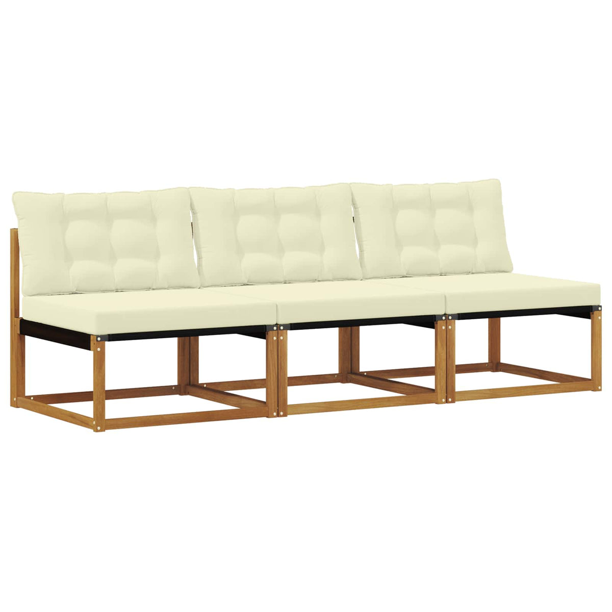 3 Stk. Outdoor Mittelsofa Massivholz Akazie Natur