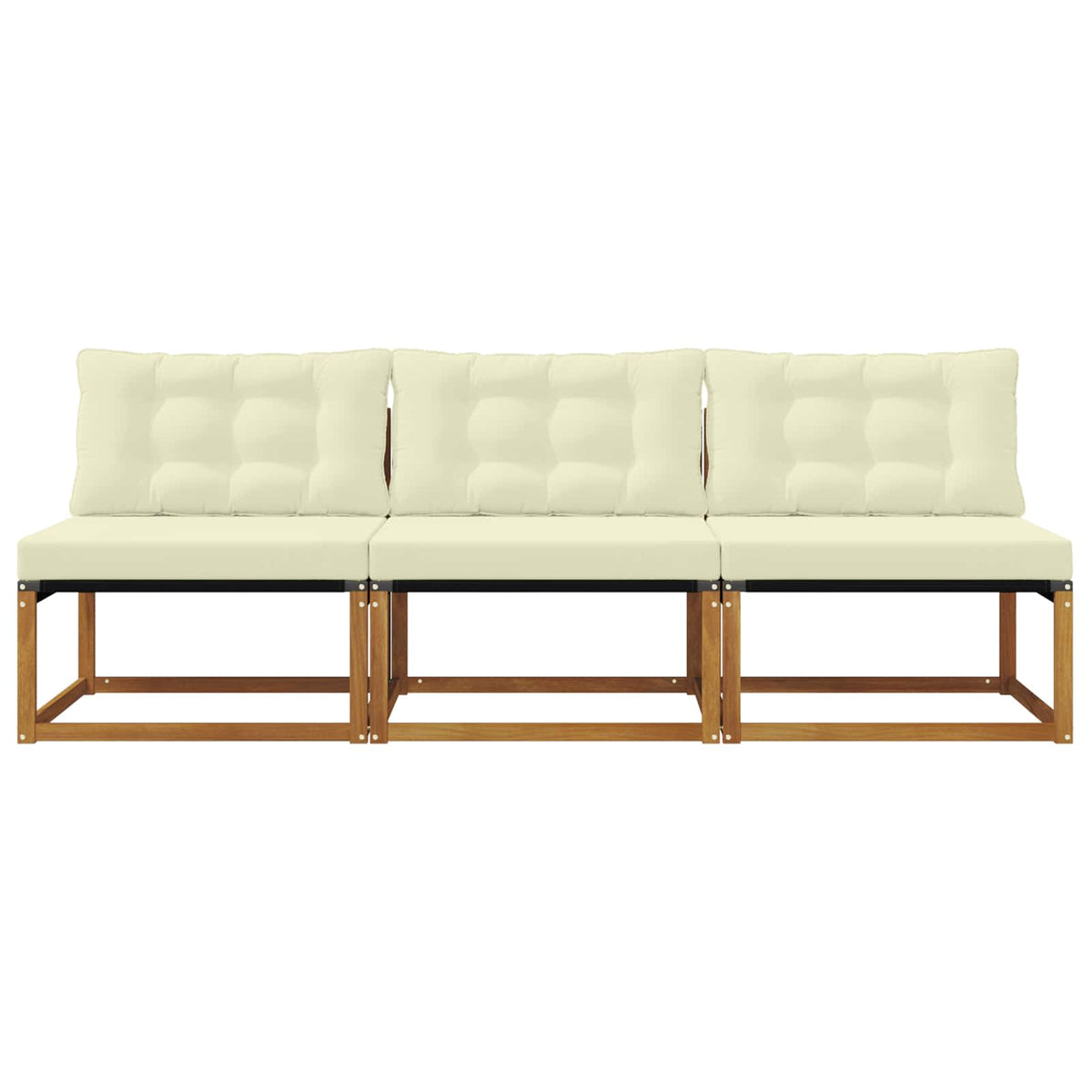 3 Stk. Outdoor Mittelsofa Massivholz Akazie Natur
