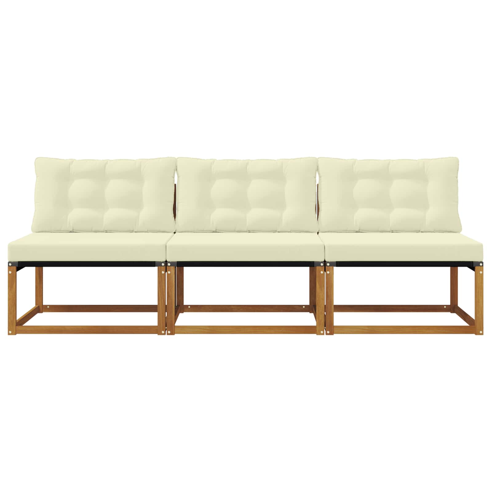 3 Stk. Outdoor Mittelsofa Massivholz Akazie Natur