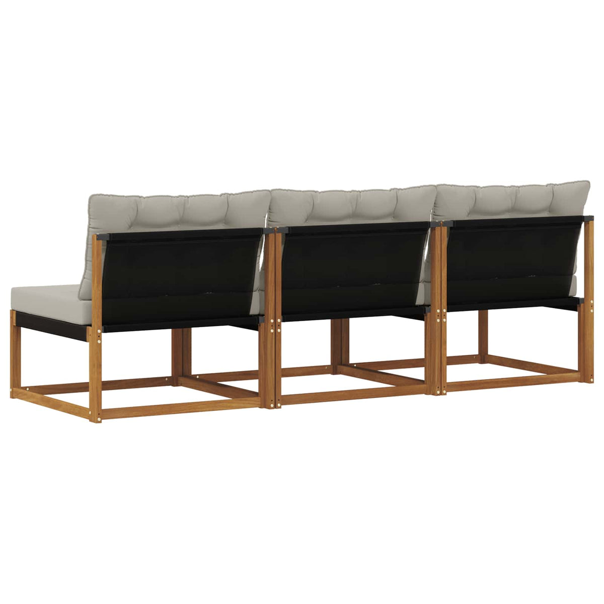 3 Stk. Outdoor Mittelsofa Massivholz Akazie Natur