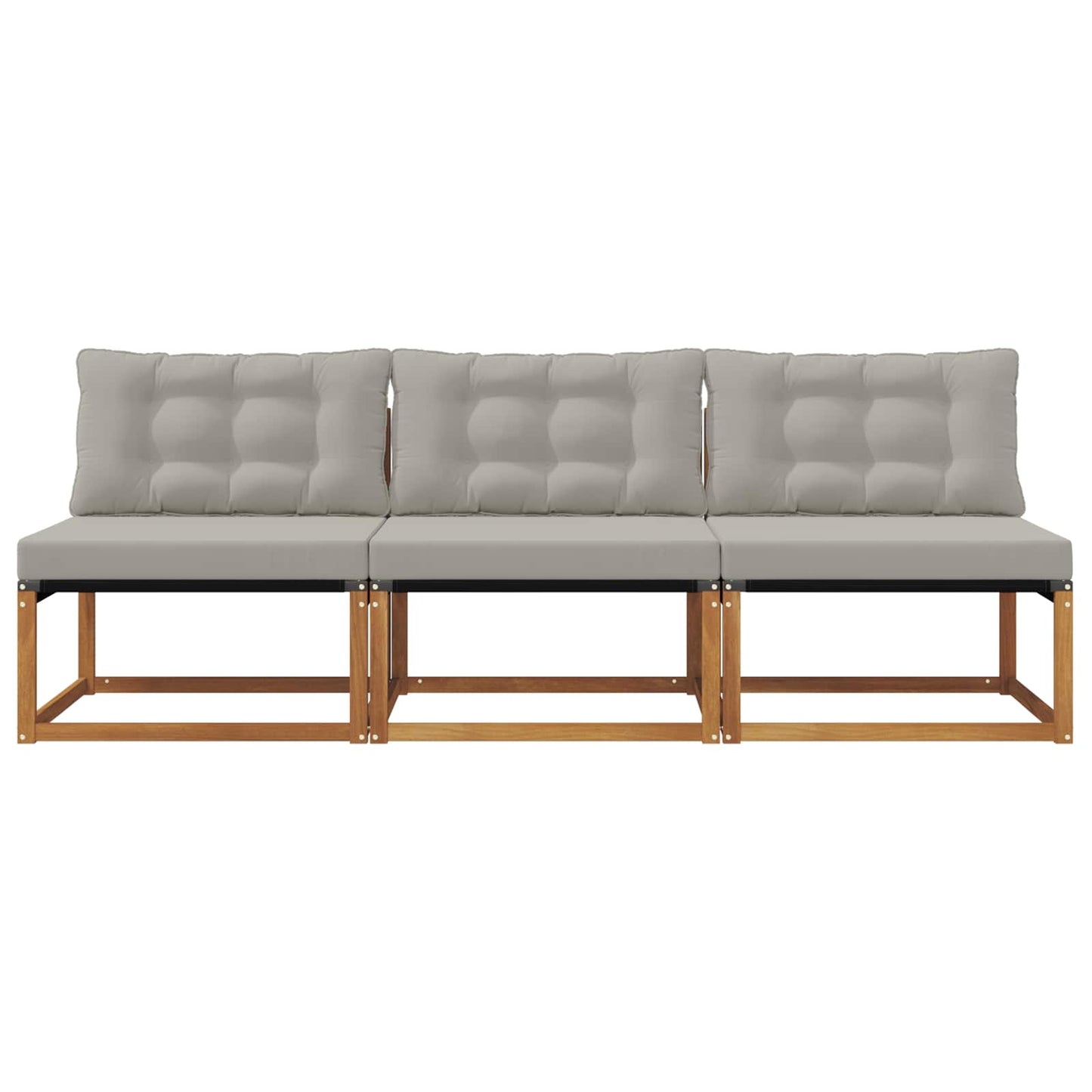 3 Stk. Outdoor Mittelsofa Massivholz Akazie Natur