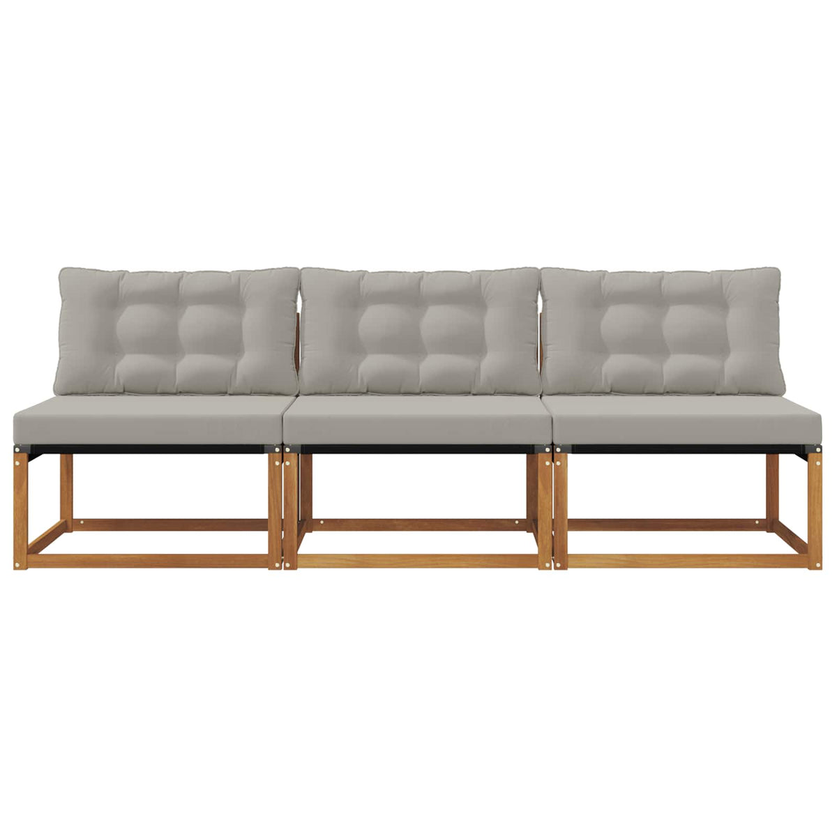 3 Stk. Outdoor Mittelsofa Massivholz Akazie Natur
