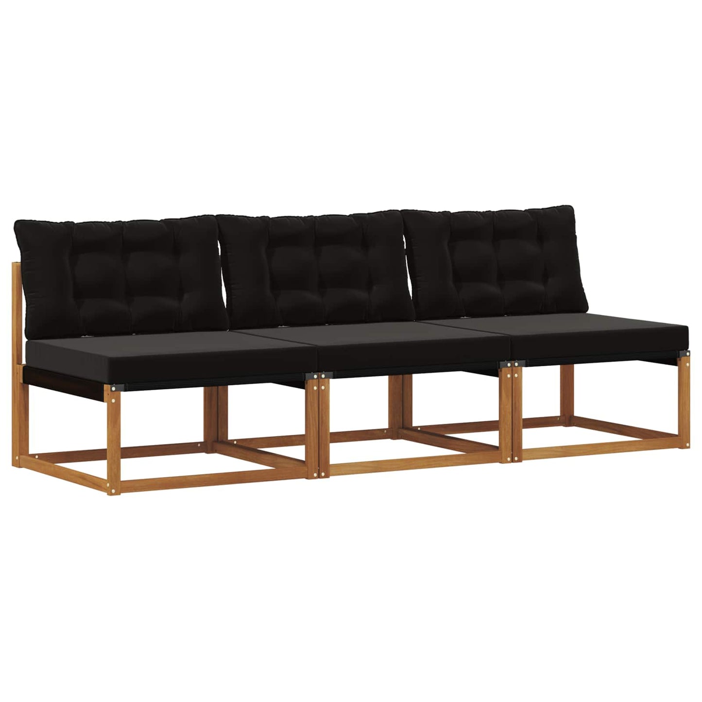 3 Stk. Outdoor Mittelsofa Massivholz Akazie Natur