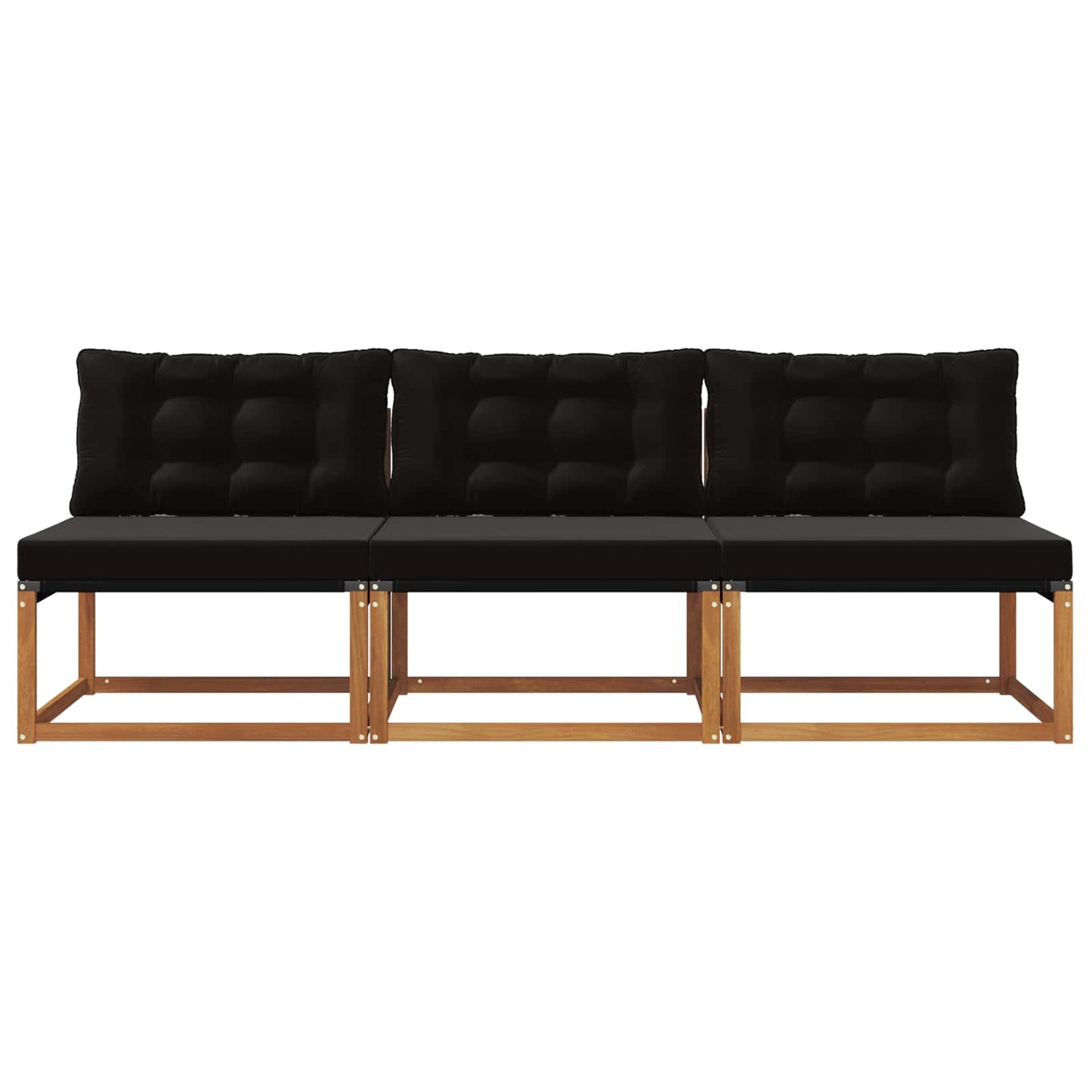 3 Stk. Outdoor Mittelsofa Massivholz Akazie Natur