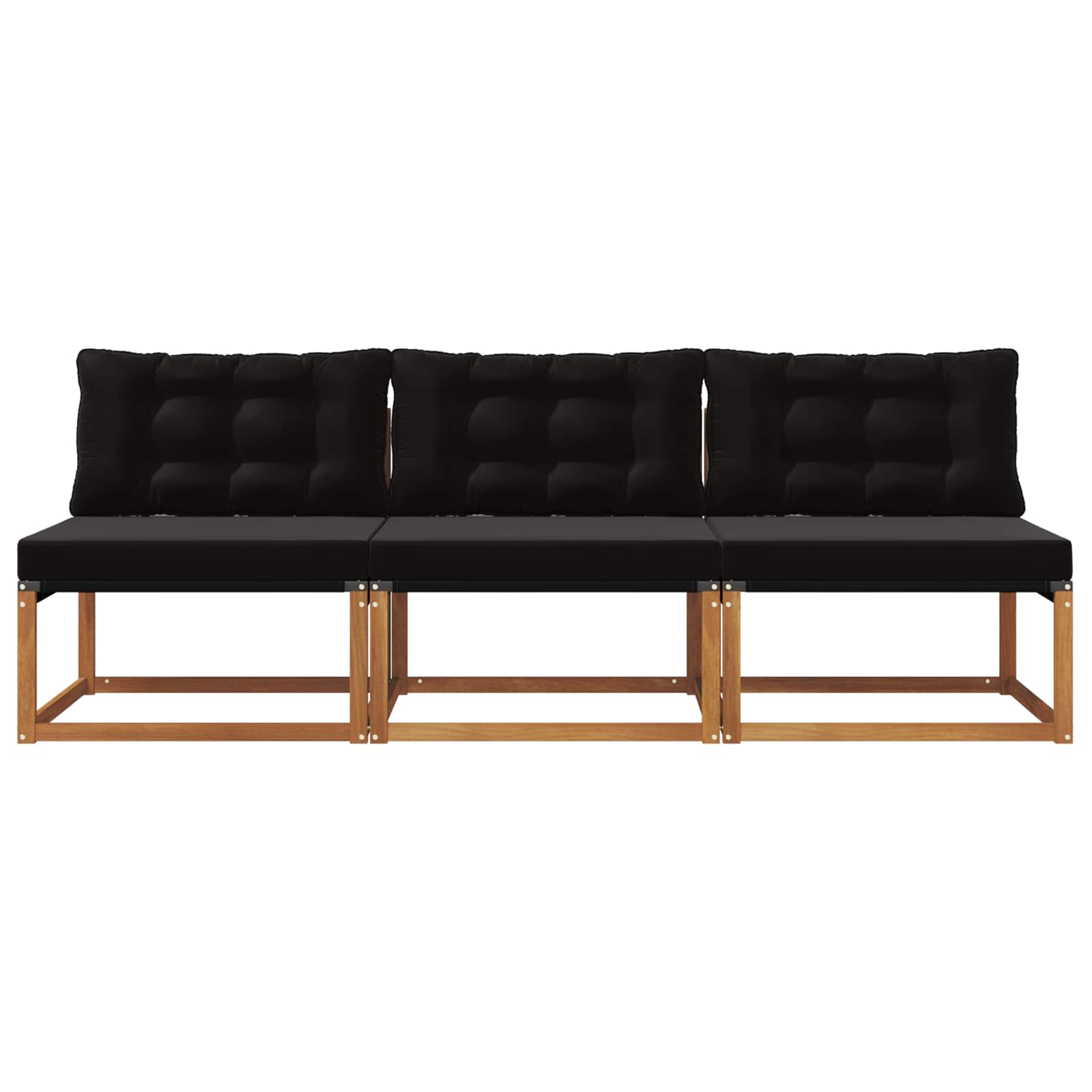 3 Stk. Outdoor Mittelsofa Massivholz Akazie Natur